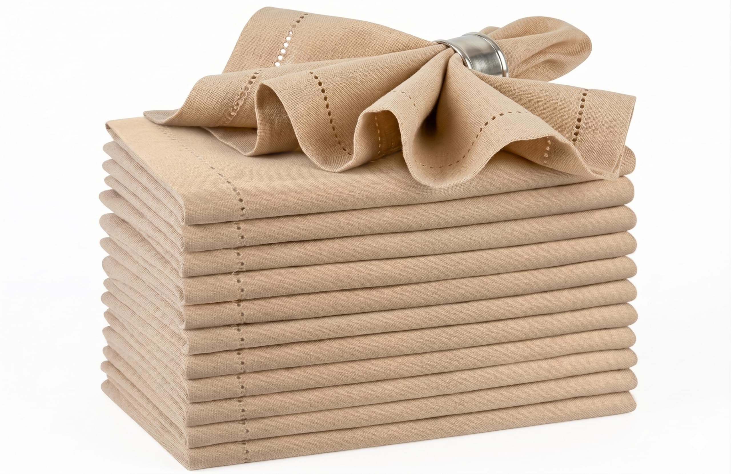 Palisa Beige Cotton Cloth Dinner Napkins Set of 12