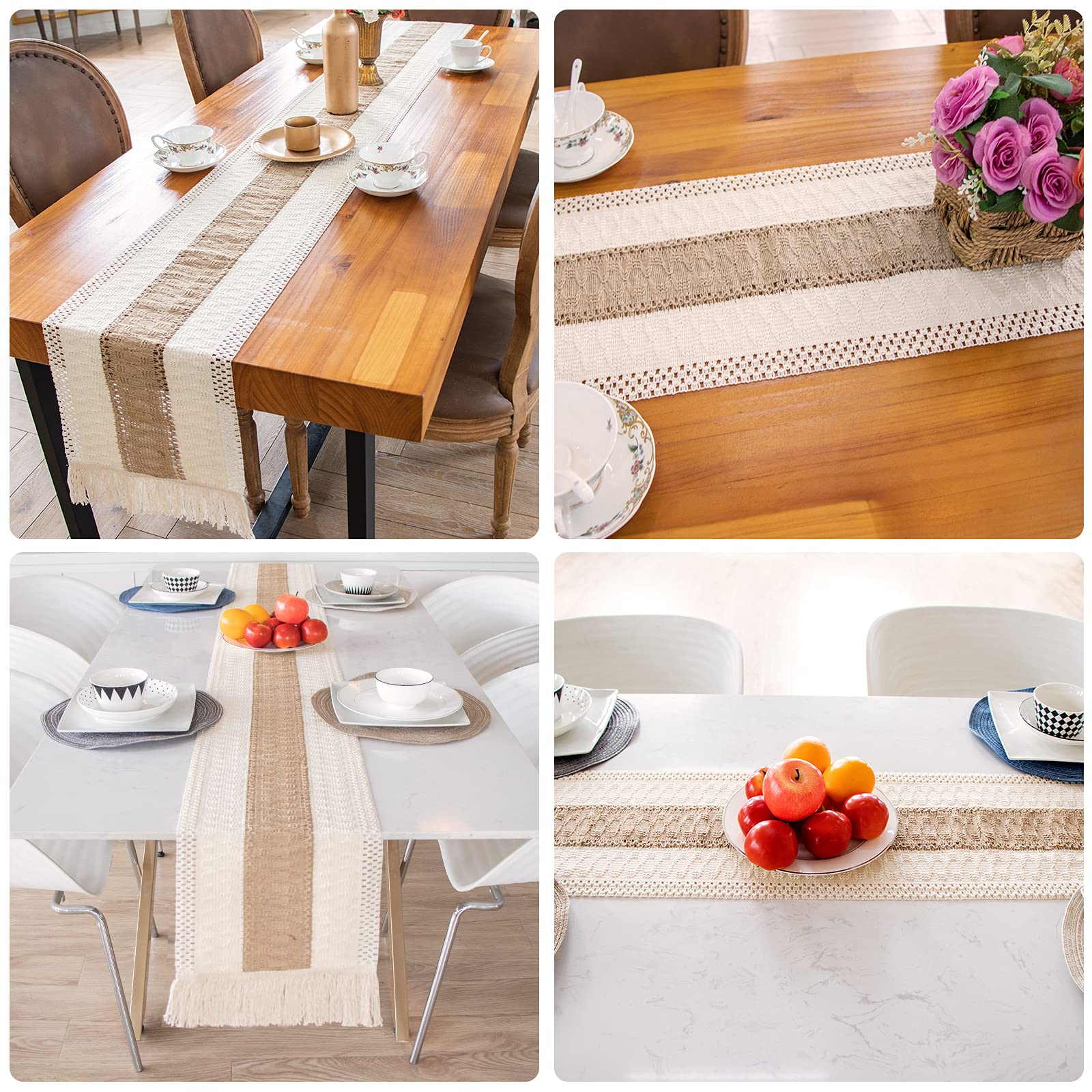 Runner Da Tavola In Misto Lino Morbido Resistente Elegante Made In Italy 45 X 140 Cm Naturale 86131693 - 4