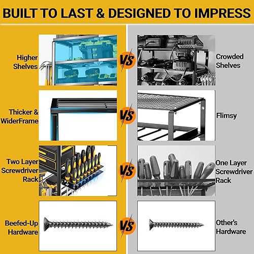 Miniatura 3 de YYR Organizador de herramientas eléctricas de 4 capas para montaje en pared, estante de almacenamiento para taladro inalámbrico, soporte de