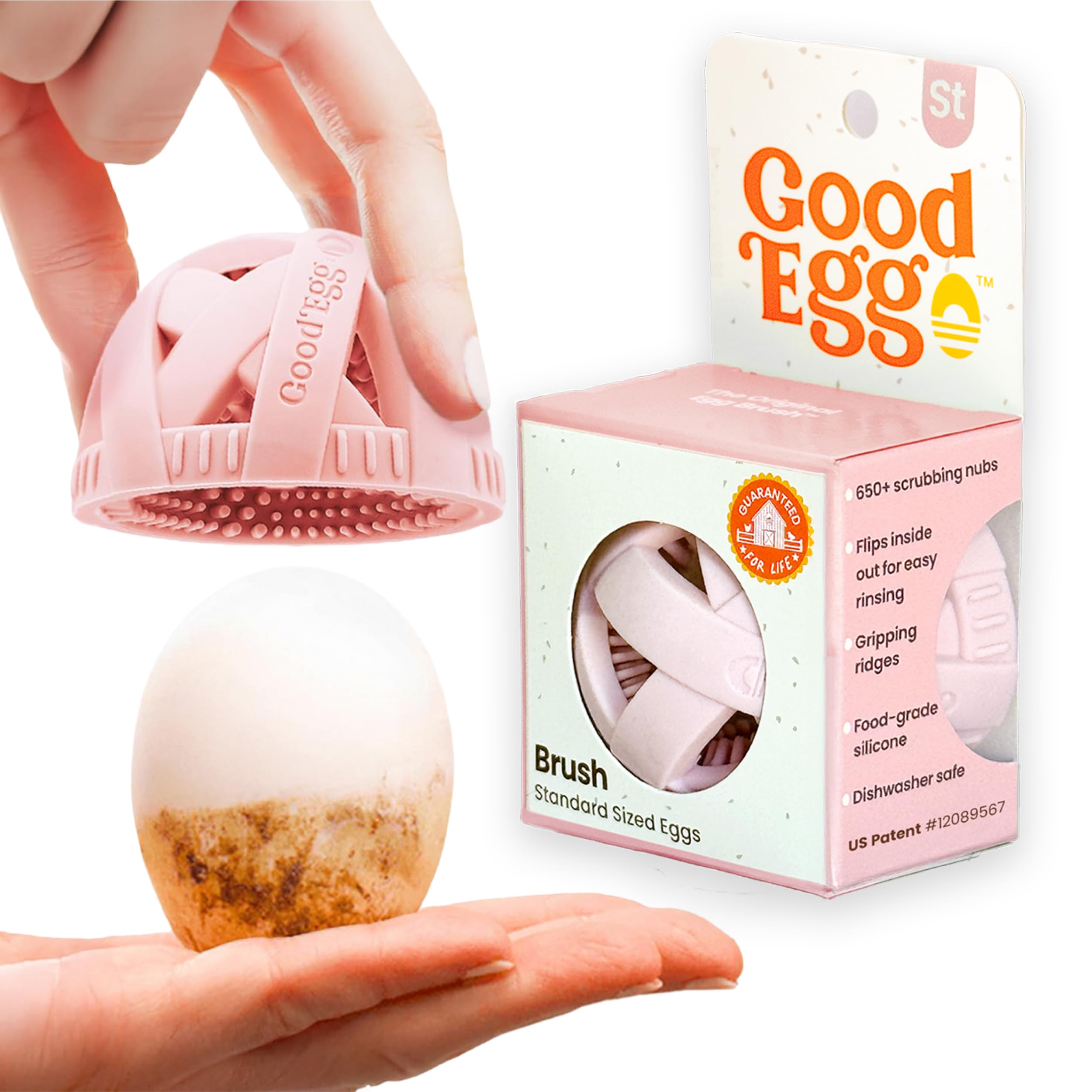GoodEgg Brush - The Original Egg Brush (Small - Medium), Silicone Egg Cleaning Brush, Reusable Egg Scrubber, Good Egg Cleaner