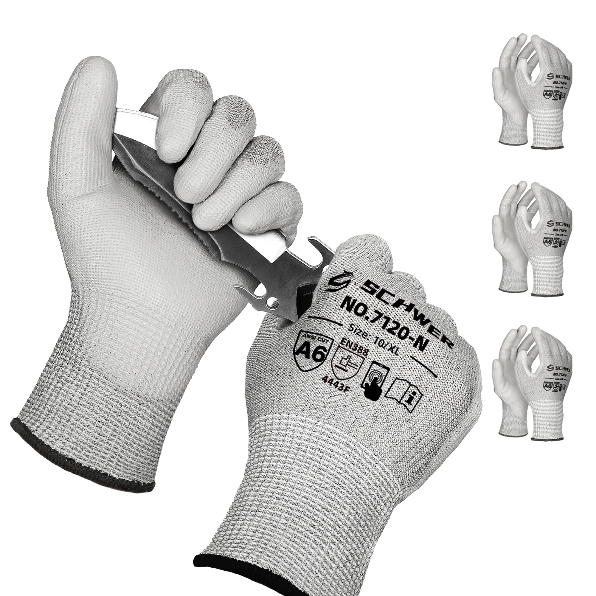 Schwer 3 Pairs Cut Resistant Gloves ANSI A6/A7