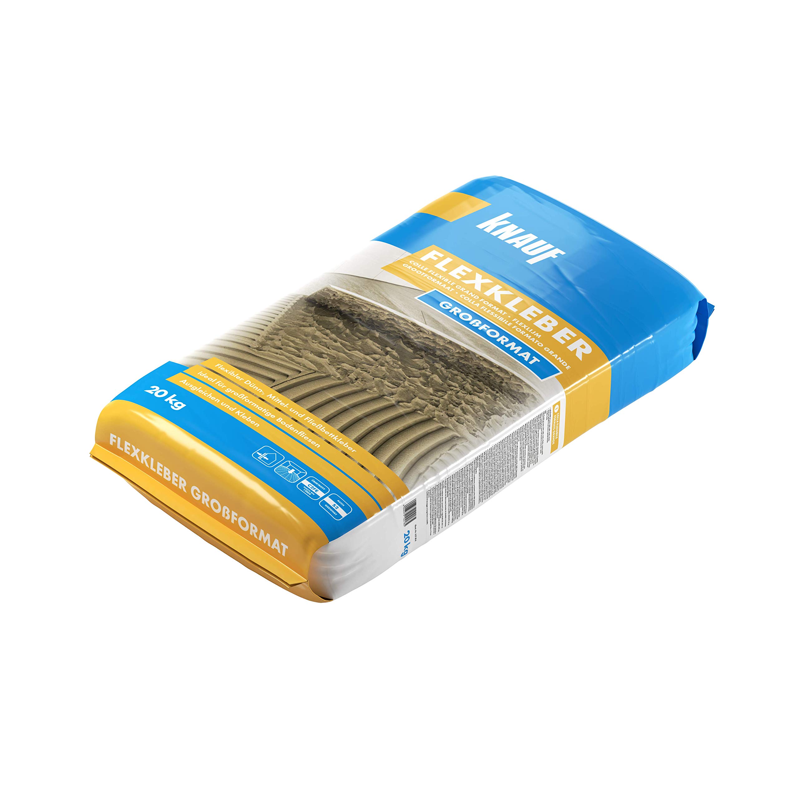 Knauf Flexkleber Großformat, Klebe-Mörtel, Fliesenkleber – Fliesen- und Naturstein-Kleber für Boden, innen und außen, 20-kg