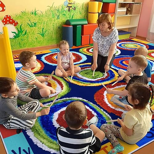 Miniatura 3 de HiiARug Alfombra de asientos circulares para niños, alfombra educativa con números del alfabeto ABC, alfombra de juegos para bebé, alfombra de