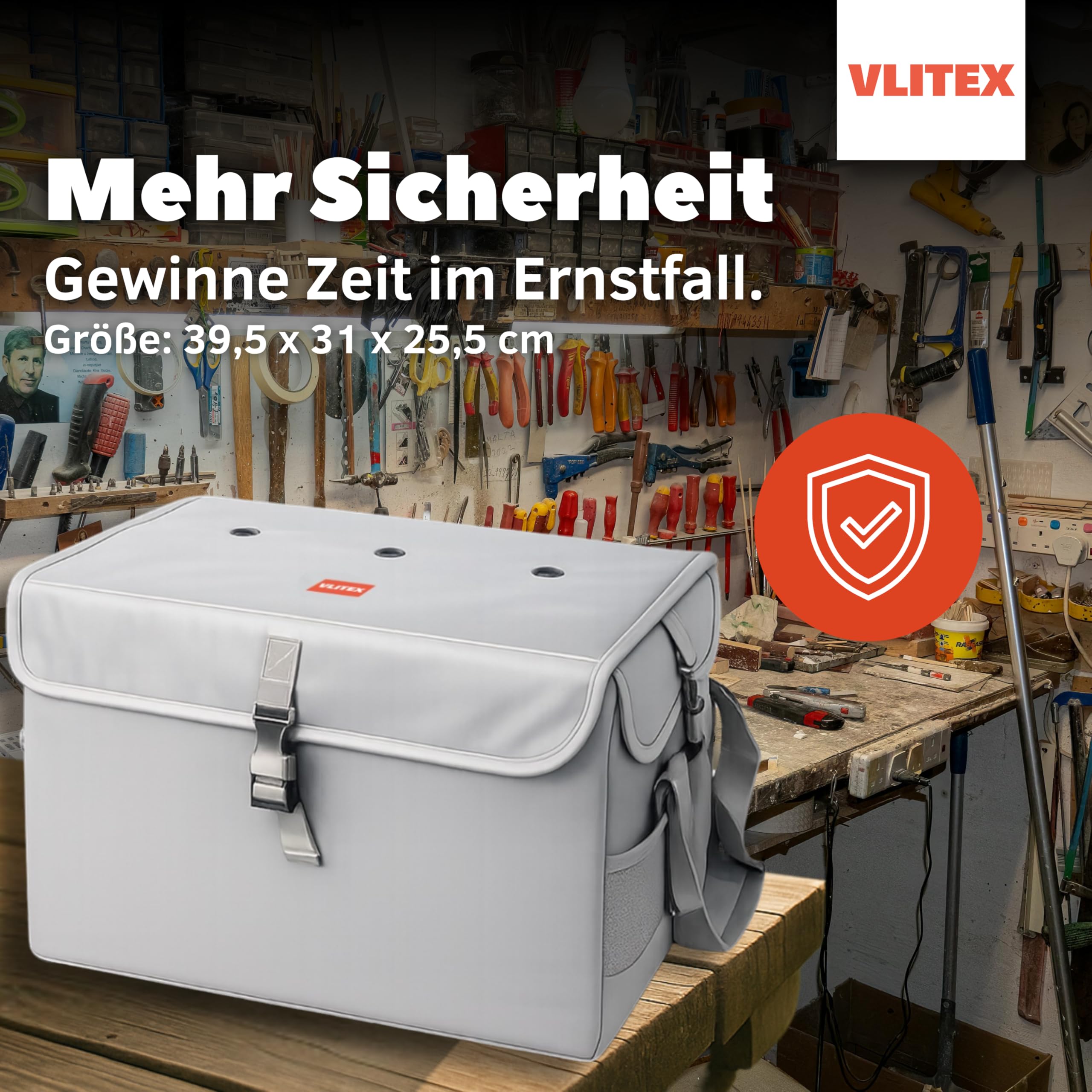 VLITEX Akku Sicherheitsbox XL – Lipo Safe Bag & Akku Aufbewahrungsbox – Hitzebeständige Akku Ladebox für Lithium Ionen Akkus – Sicherheits- und Brandschutzbox