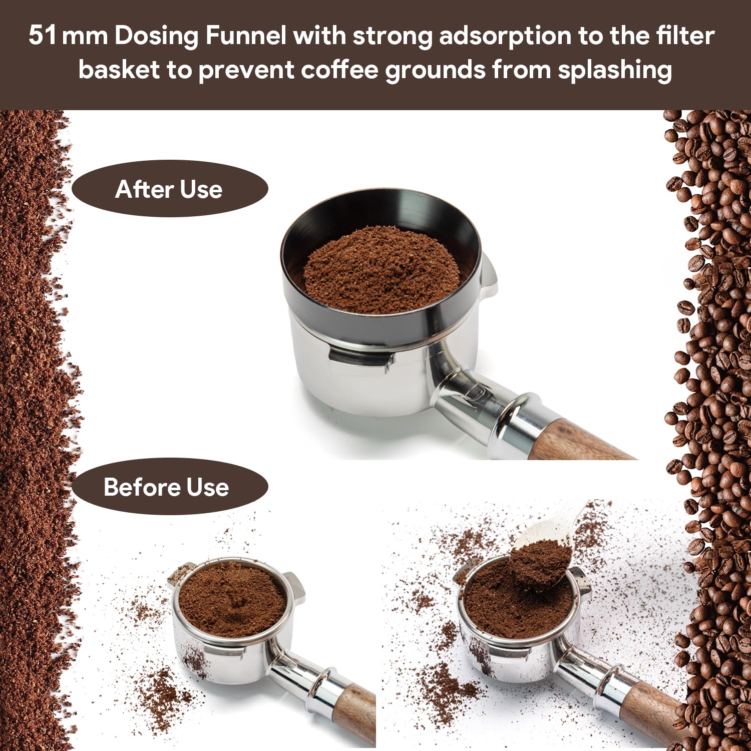 Kit de accesorios de espresso de 51 mm: juego de prensado de espresso, herramientas de café espresso con herramienta WDT, pantalla de disco, embudo dosificador, kit de accesorios para máquina de