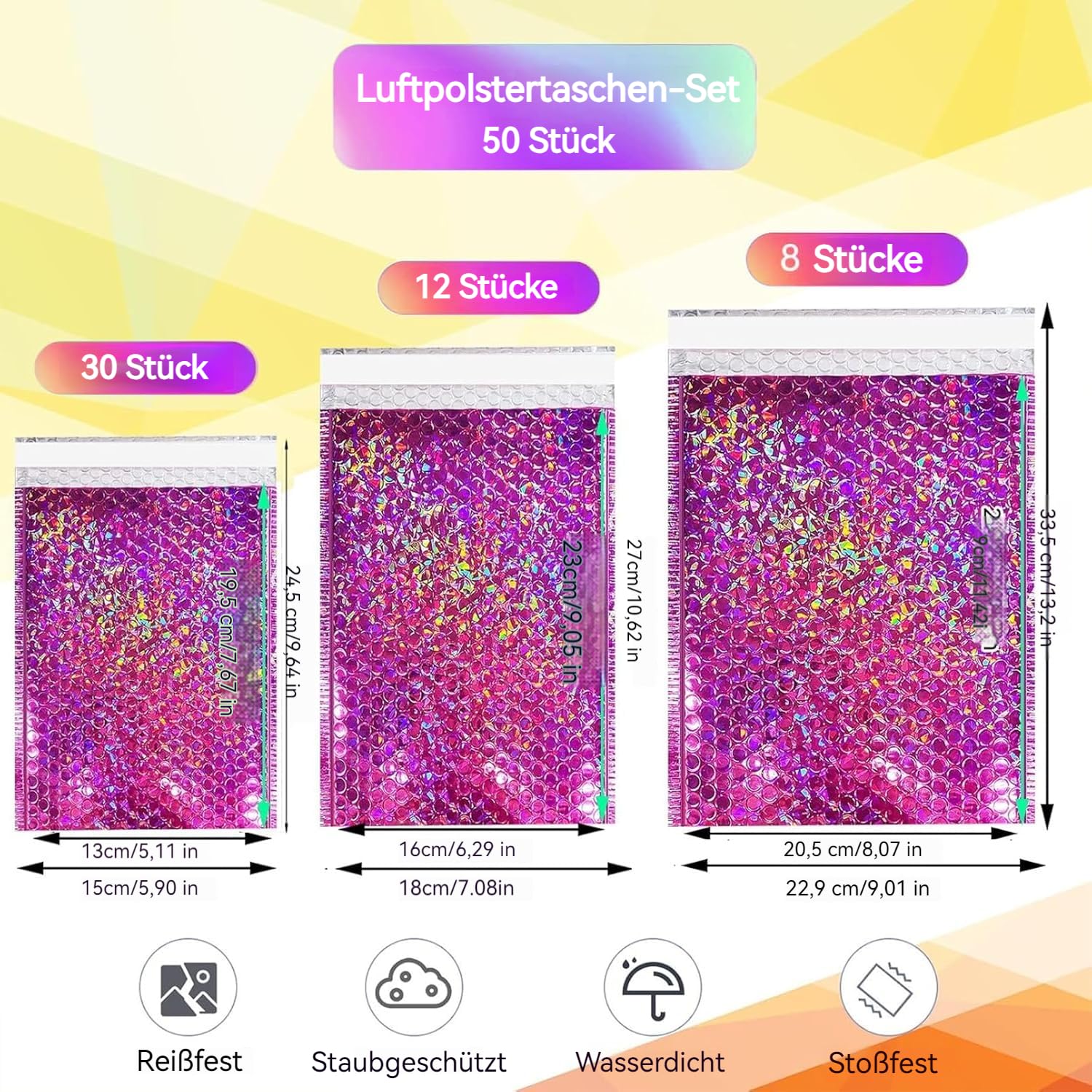 50 unidades Poly Bubble Mailer (rojo rosa)