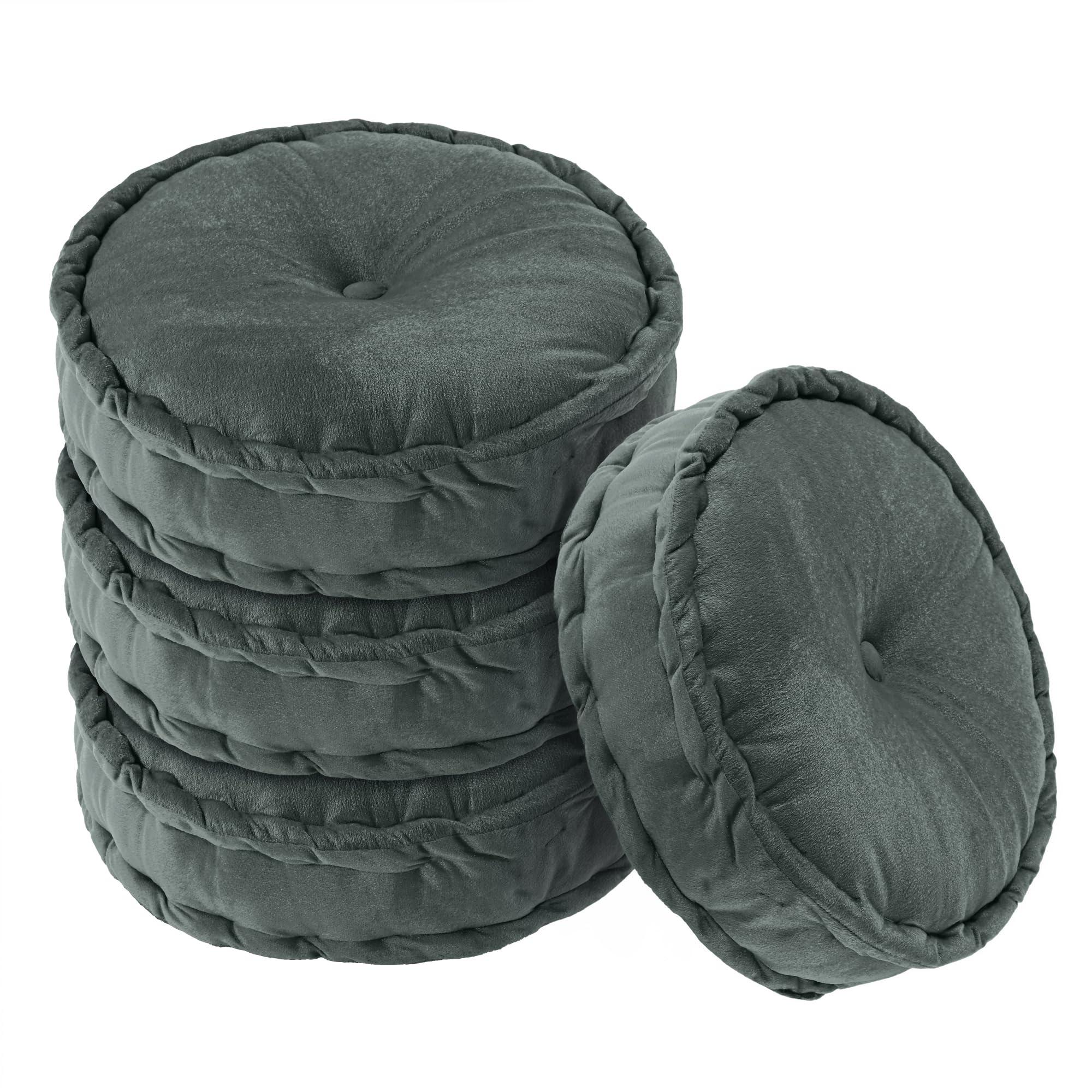 Kuber Industries 4 Pcs Heavy Velvet 16 Inch Chair Pad for Dining, Office & Home | Soft Cushion with Center Tuft | Support for Long Sitting | Grey