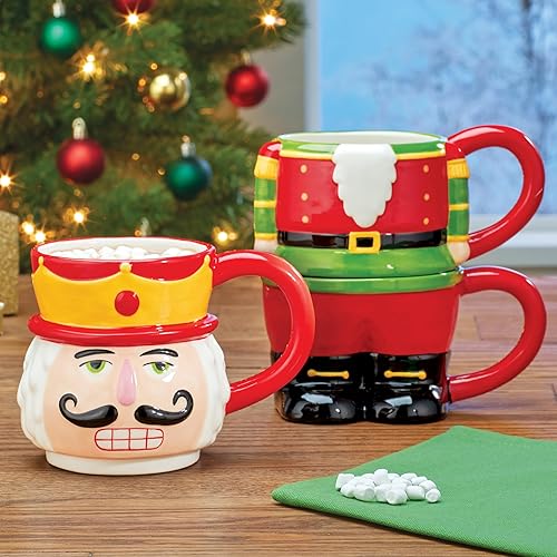 Miniatura 2 de Collections Etc Tazas navideñas apilables pintadas a mano de 3 piezas