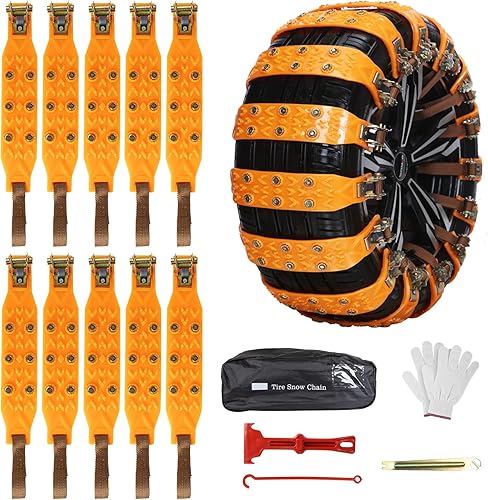 Miniatura 16 de Qoosea Cadenas de neumáticos para nieve para automóvil y SUV, eslabones cruzados, resistentes, 6 cadenas universales antideslizantes