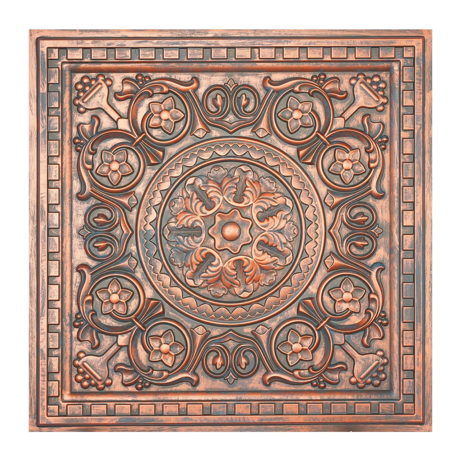PAINTSDECOR Decorative Fancy Tiles, Easy to Install PVC Panels, for Barber House 24 x24in PL83 10Piece (Rustic Copper)