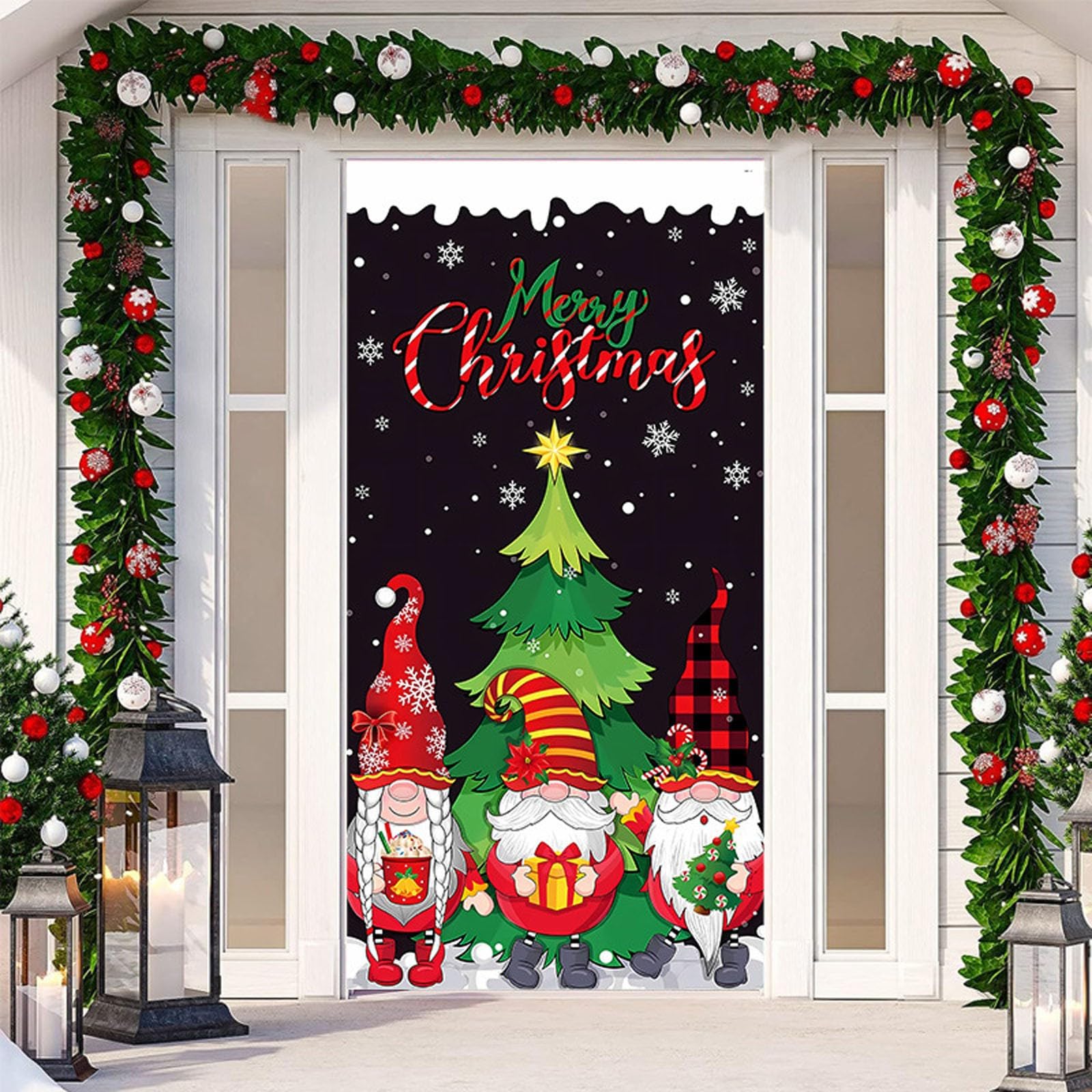 Bannière De Porte Noël "Santa Is Here" 200x90 Cm | Décoration Murale Extérieur/Intérieur - Toile De Fond Fête