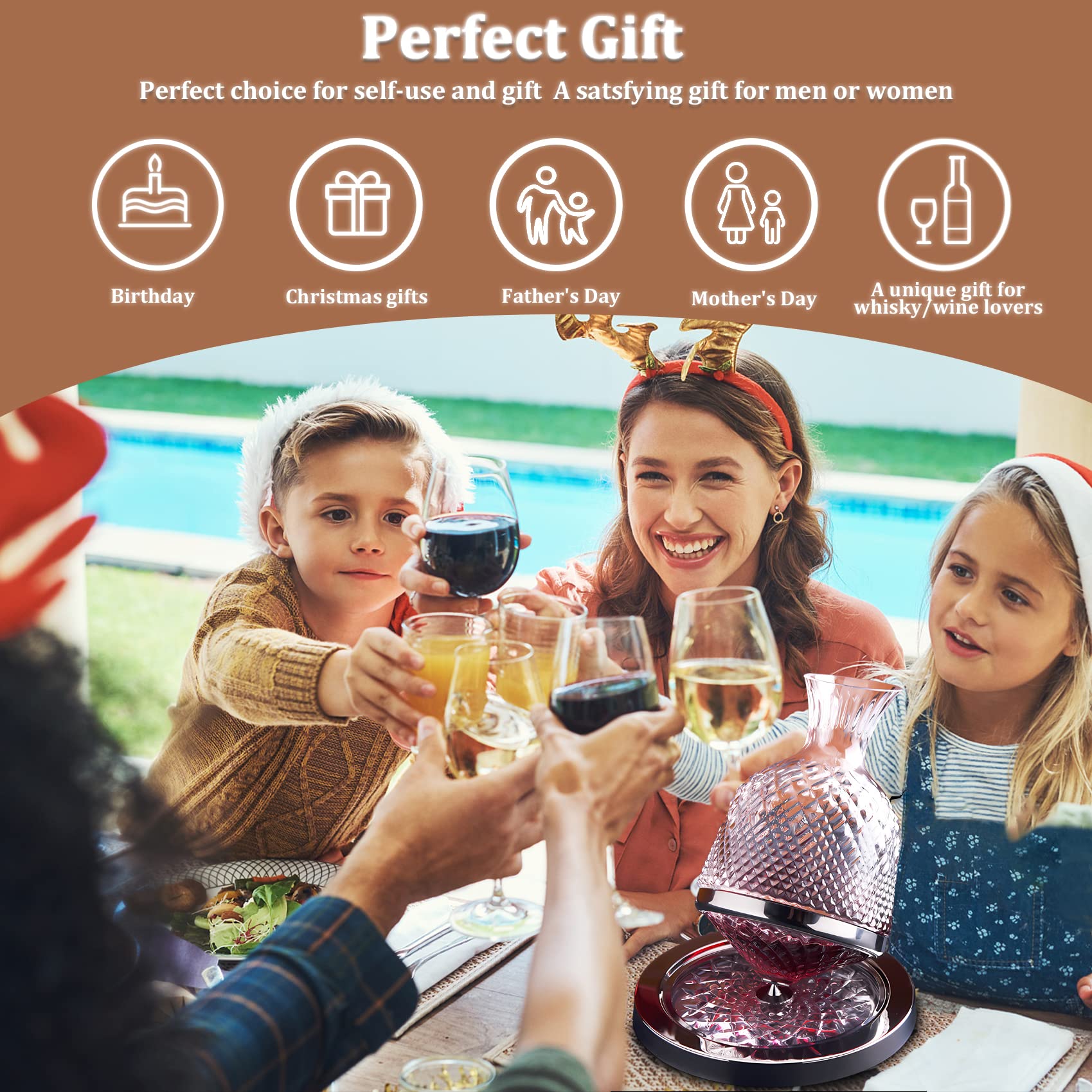 Carafe a Decanter Vin 1500 ml, Rotative à 360° Carafes à Vin en Whisky