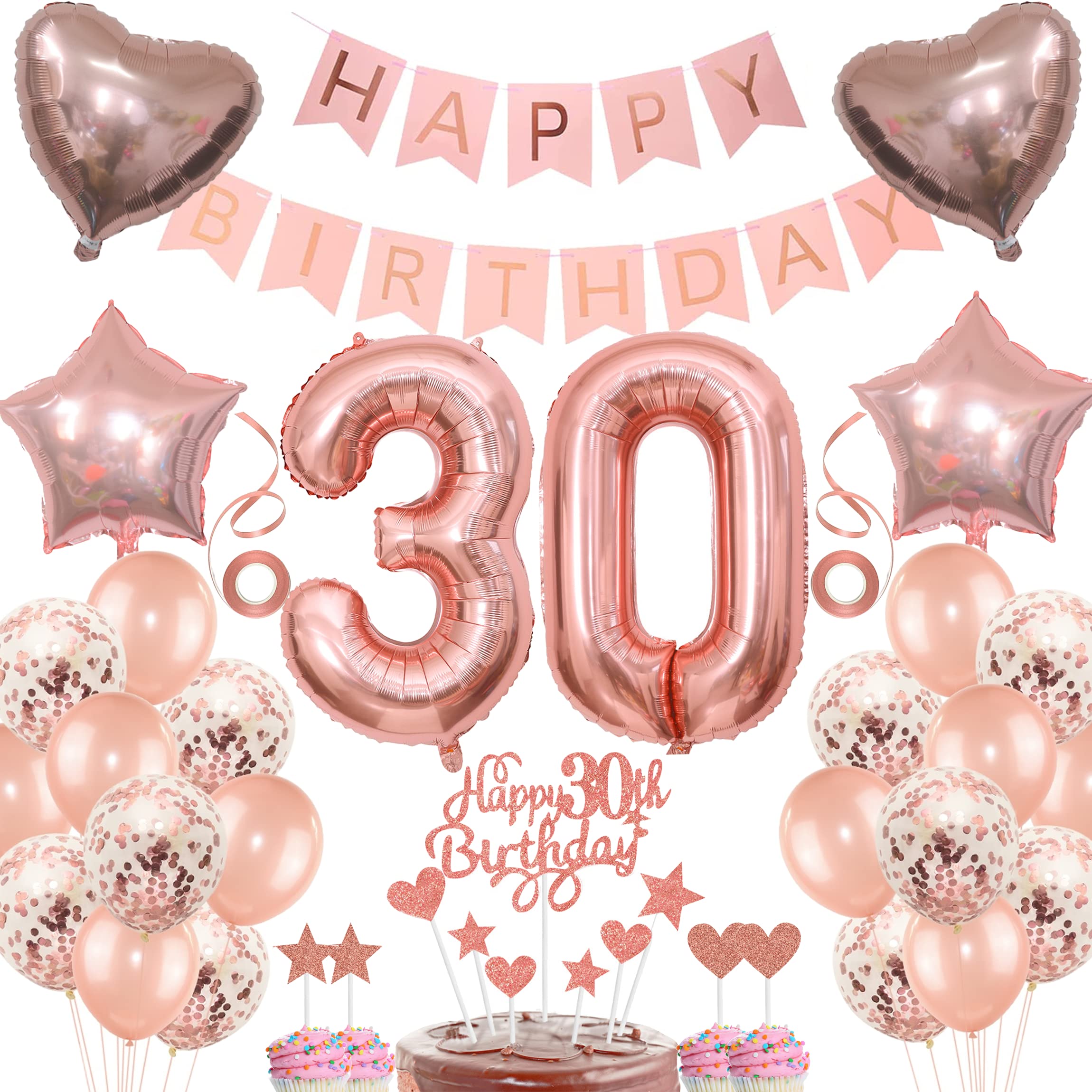 Decoration 30th Birthday Women Cake Decoration Gift Rose Gold Balloon โ image 1