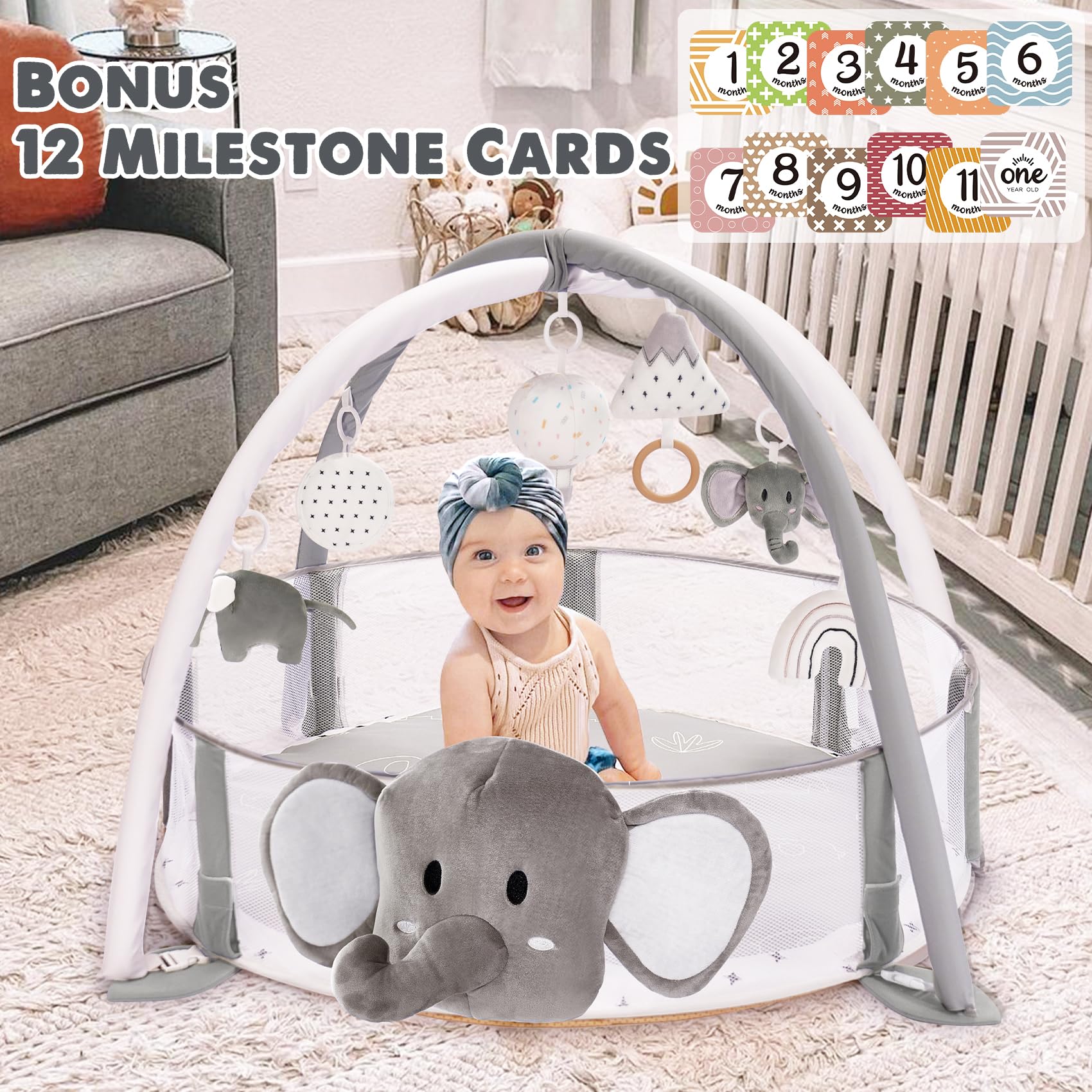 Mallify 5-in-1 XL Large Baby Gym & Ball Pit, Play Mat & Play Gym, Combination Baby Activity Gym with Milestone Cards for Sensory Exploration and Motor Skill Development, Balls are not Included — Amazon image 2