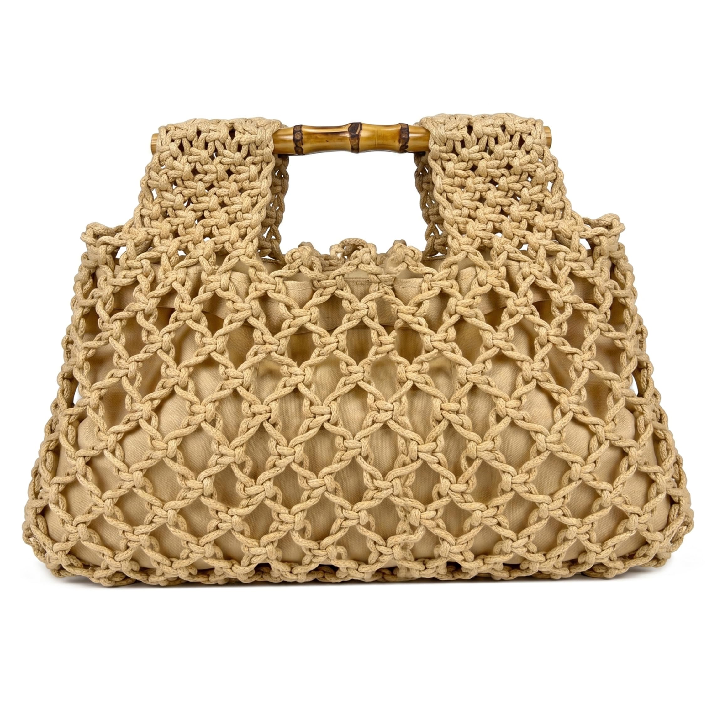 Sac à main avec poignée en bambou spacieux et robuste - 7
