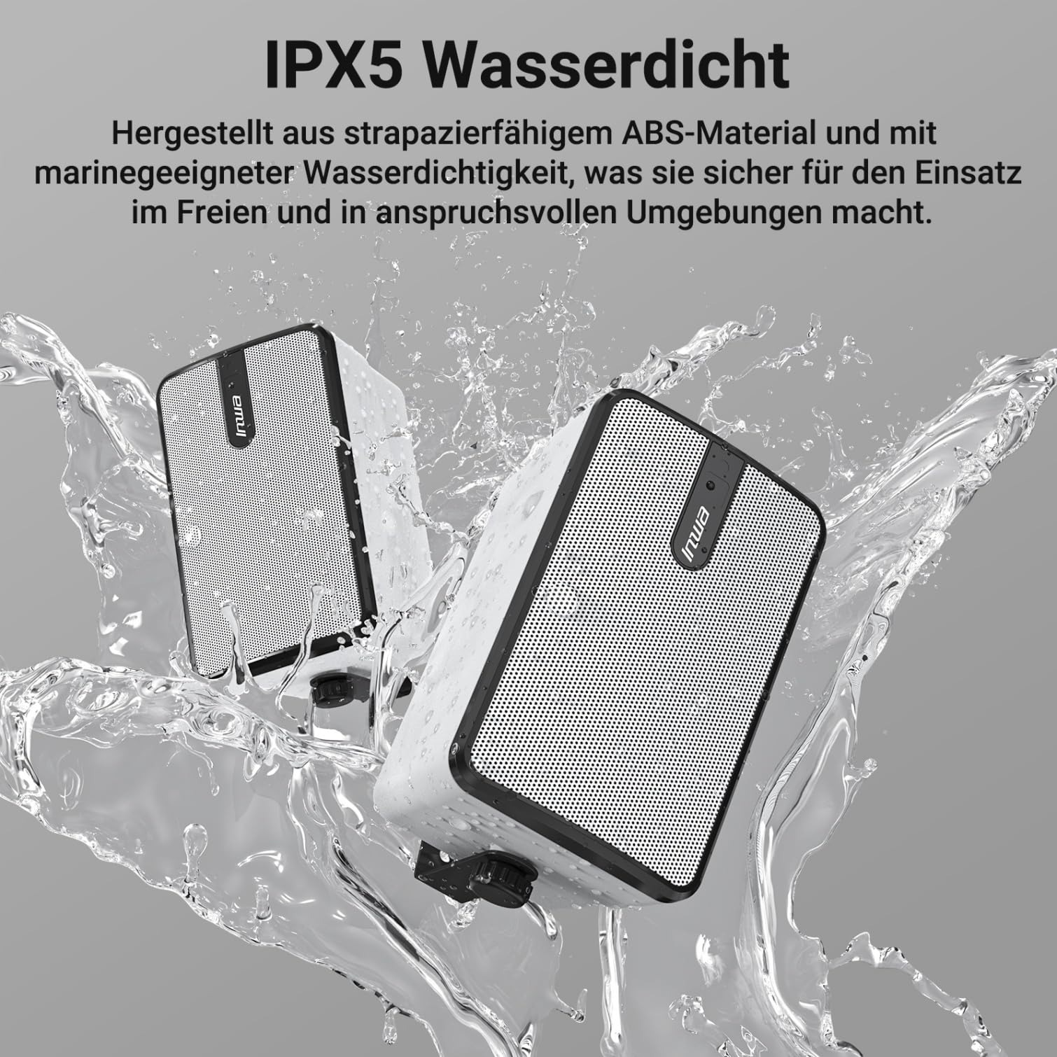 Inwa 250W Bluetooth Outdoor Lautsprecher, Wireless Soundsystem für den Innen- und Außen, IPX5 Wasserdicht (2 Stück, Modell: MZ632, Bluetooth-Name: Sync Speaker, RMS 25W)