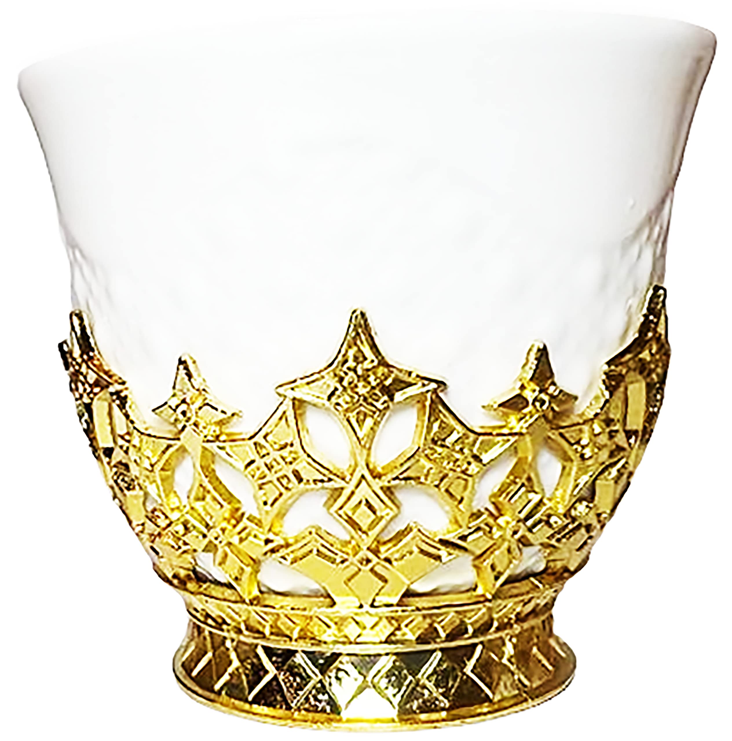 Chandler Espresso Cup Turkish Coffee Cup Arabica Coffee Cup Assorted Design and Shape Available from Brand White Porcelain with Golden Acrylic Accent 90 ml 3 oz Set of 12 Cups (Stars)