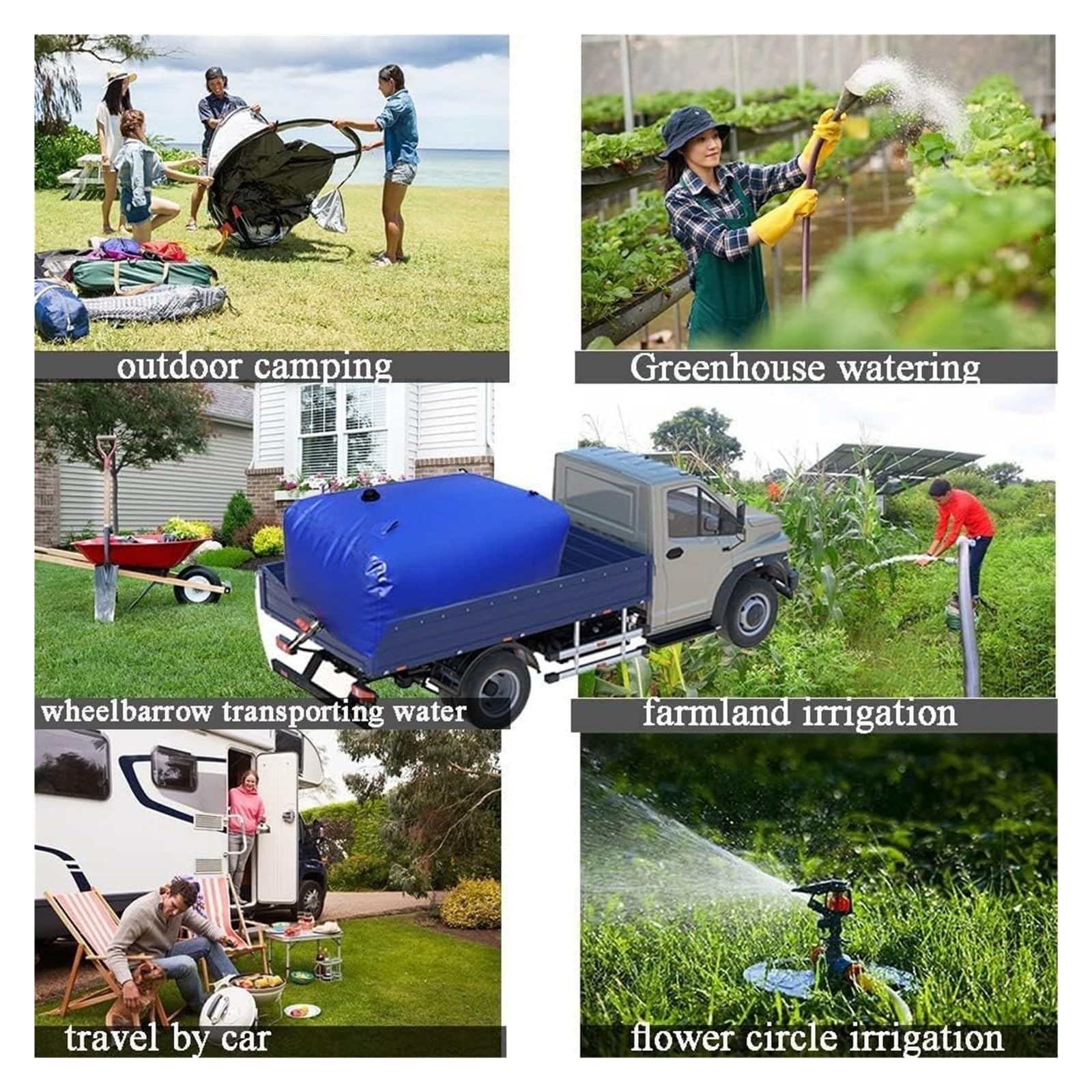 BidóN De Agua Plegable Wall Art Bolsa De Almacenamiento De Agua Blanda, Cubo De Agua Flexible Plegable Con Grifo, Portador De Agua De Pvc, 0.9mm De Espesor Resistente Al Desgaste For Construcción Jard