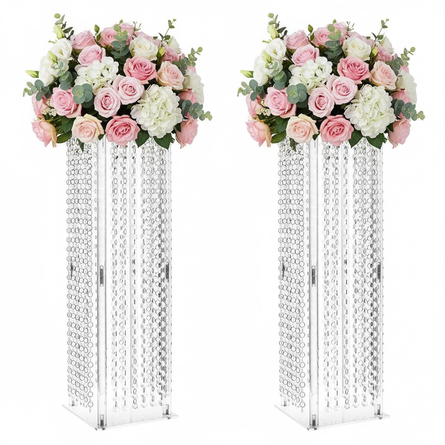 Vases géométriques en acrylique pour compositions florales de mariage et banquets