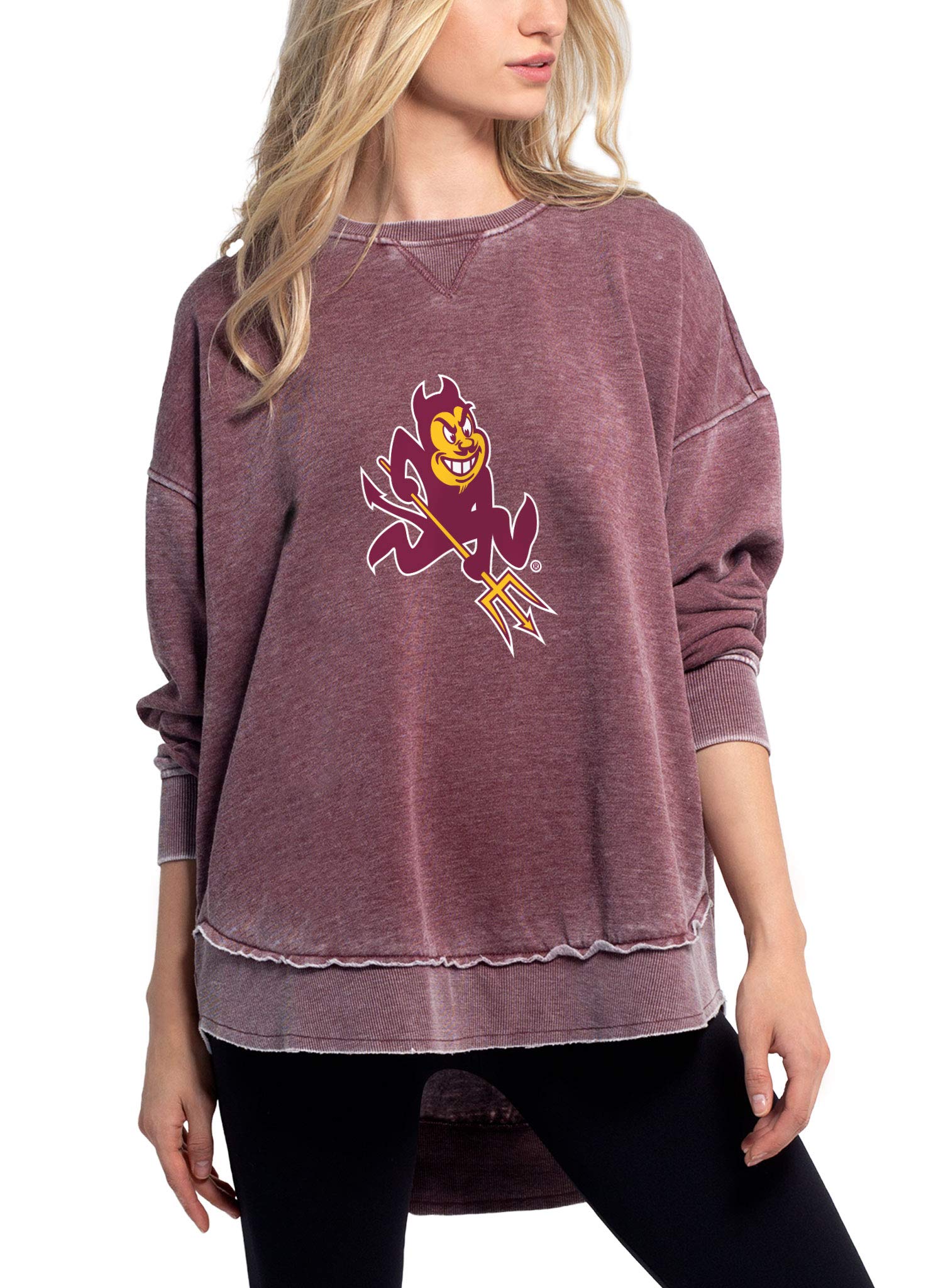 chicka-d NCAA Arizona State Sun Devils Womens Burnout Campus Pullover, Merlot, Small