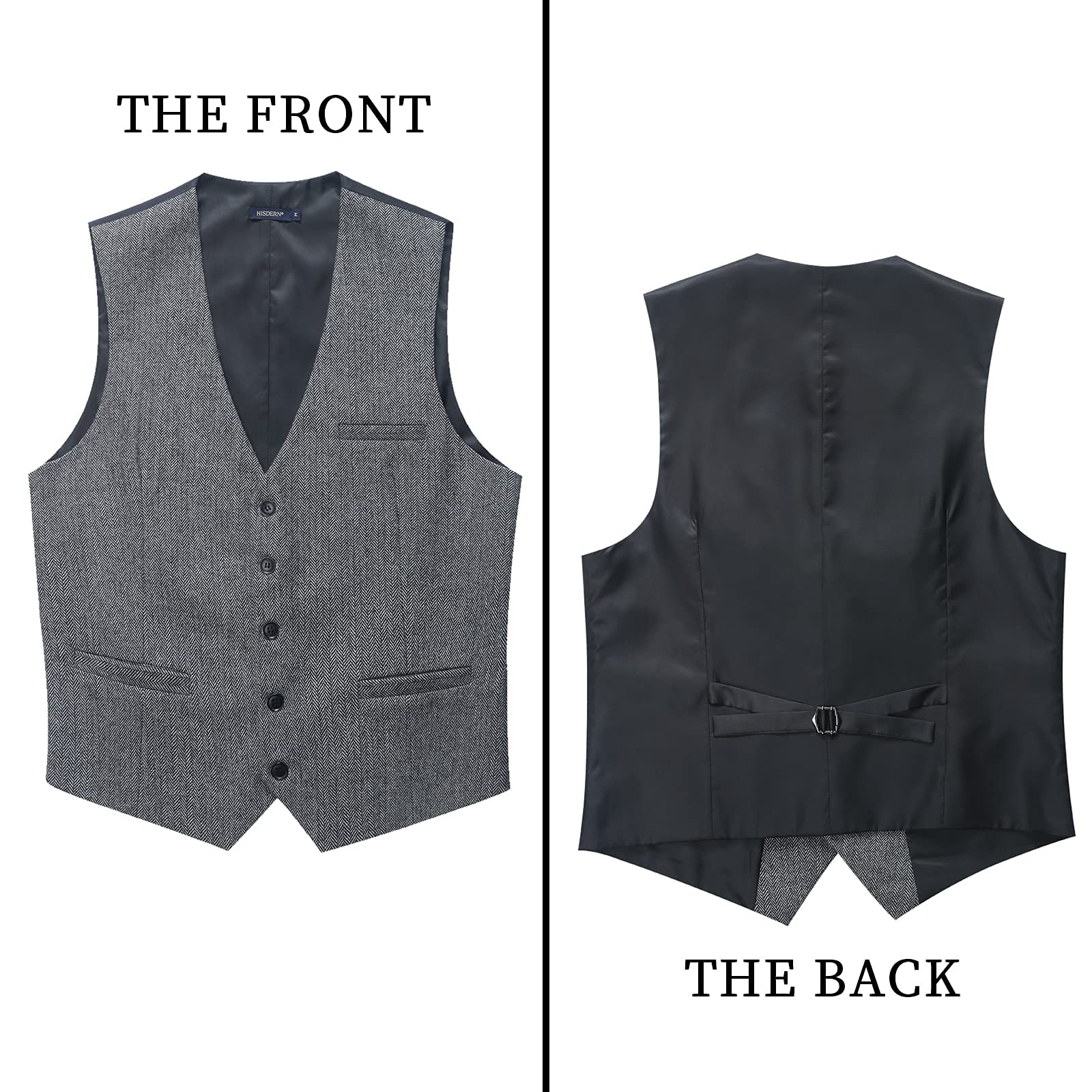 HISDERN Chaleco Formal Hombres Tweed Chaleco Lana Chalecos de Traje para Hombre