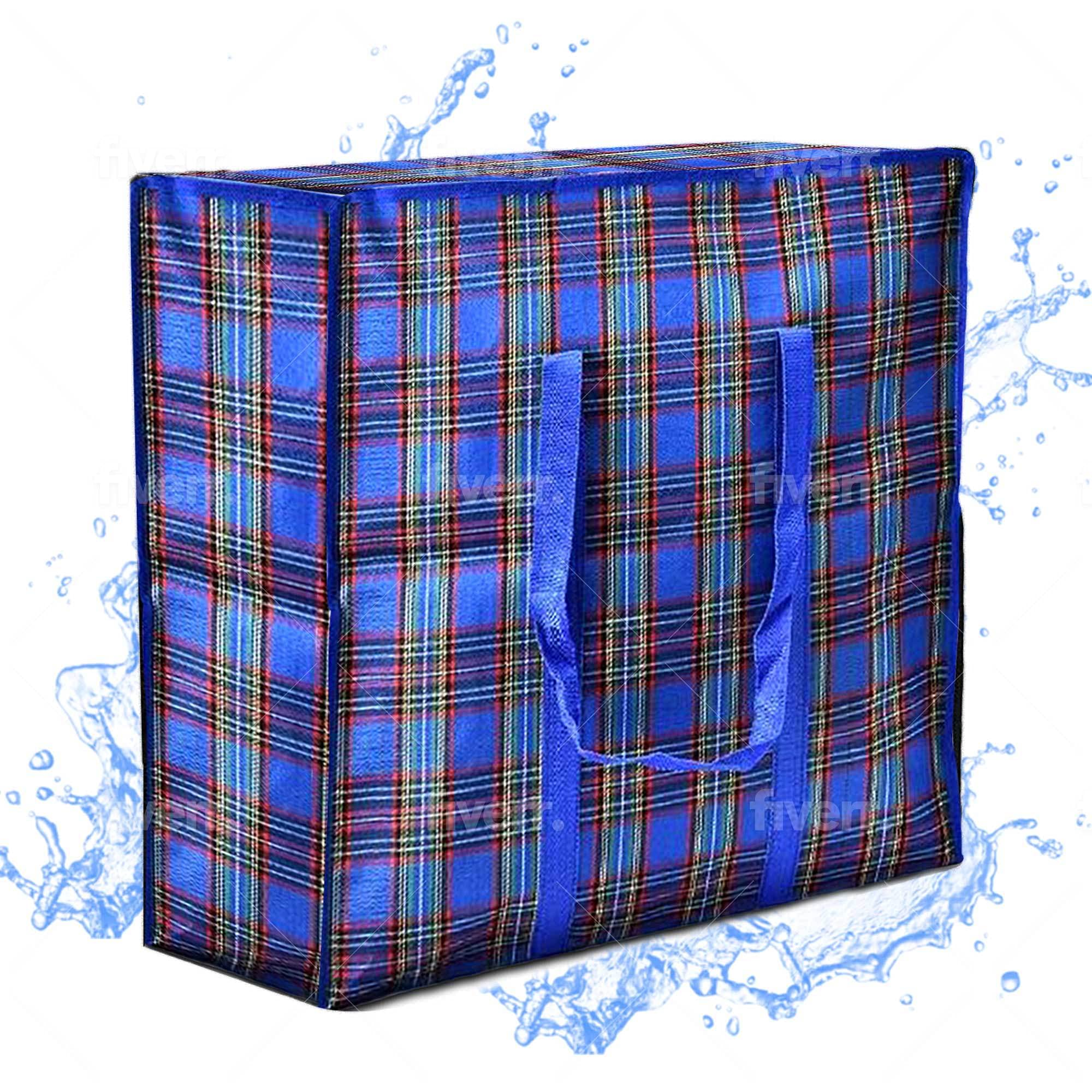 82L Extra Large JUMBO Storage Bags 190GSM for Organizing | Heavy-Duty Laundry Bags with zips for Clothes, Bedding | Durable Laundry Bag with Reinforced Handles. (BLUE)
