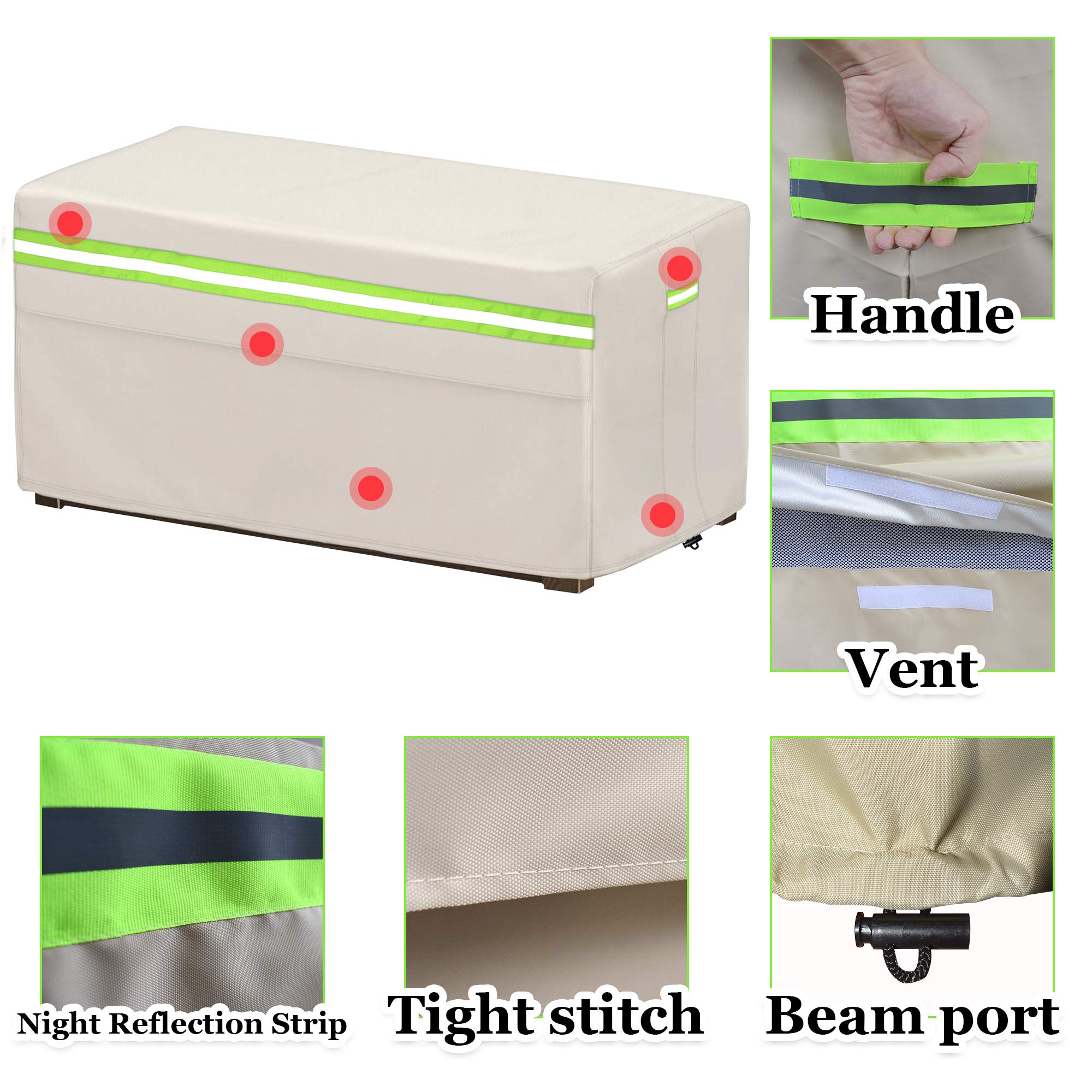 Abdeckung für Aufbewahrungsboxen, Gartenbox wasserdicht, Rip-Stop und witterungsbeständig,rechteckige Deckbox-Abdeckung S-123cm x 62cm x 55cm