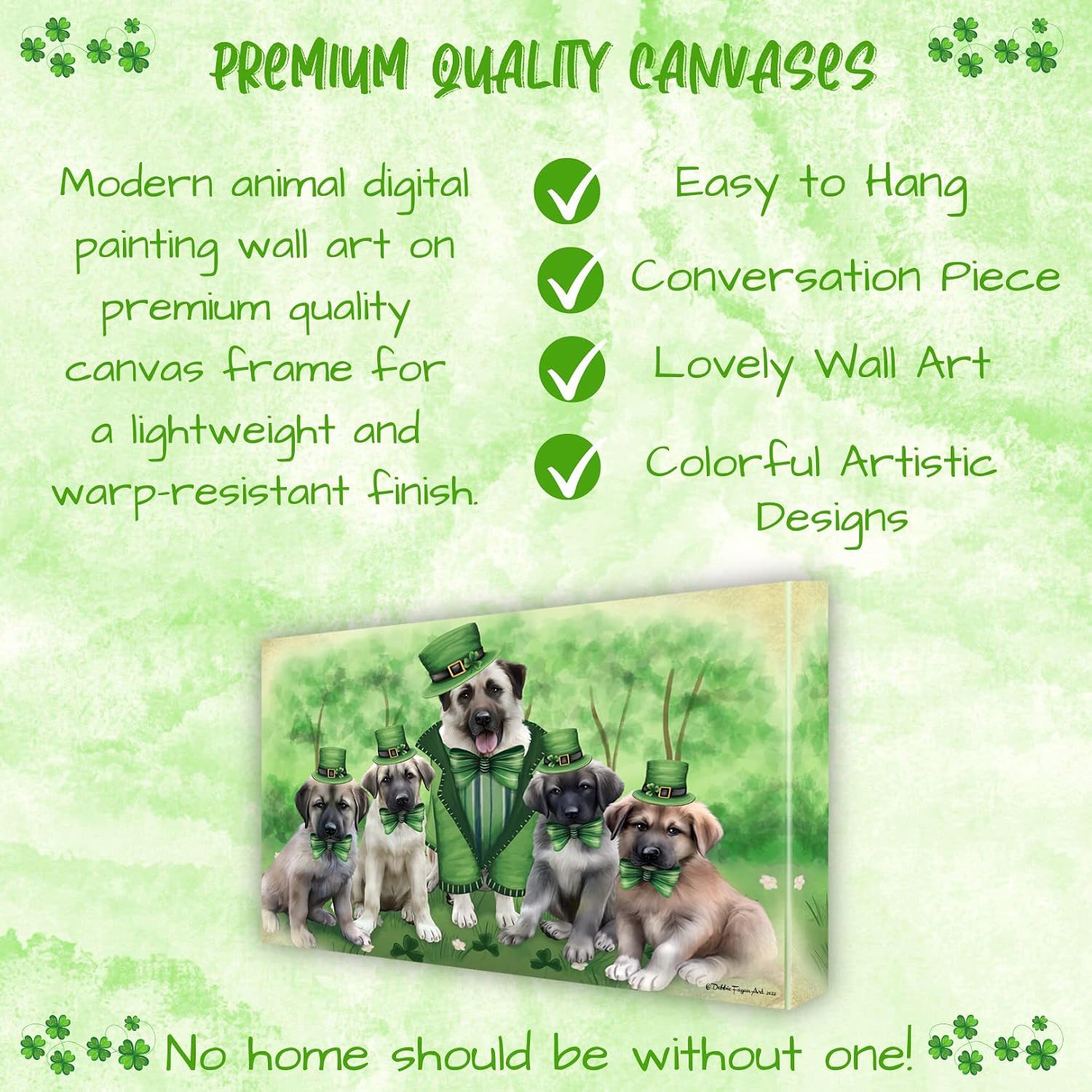 Doggie of the Day Irish Family with Anatolian Shepherd Dogs Canvas Wall Art - Premium Quality Ready to Hang Room Decor - Flat Rolled 11" x 14"
