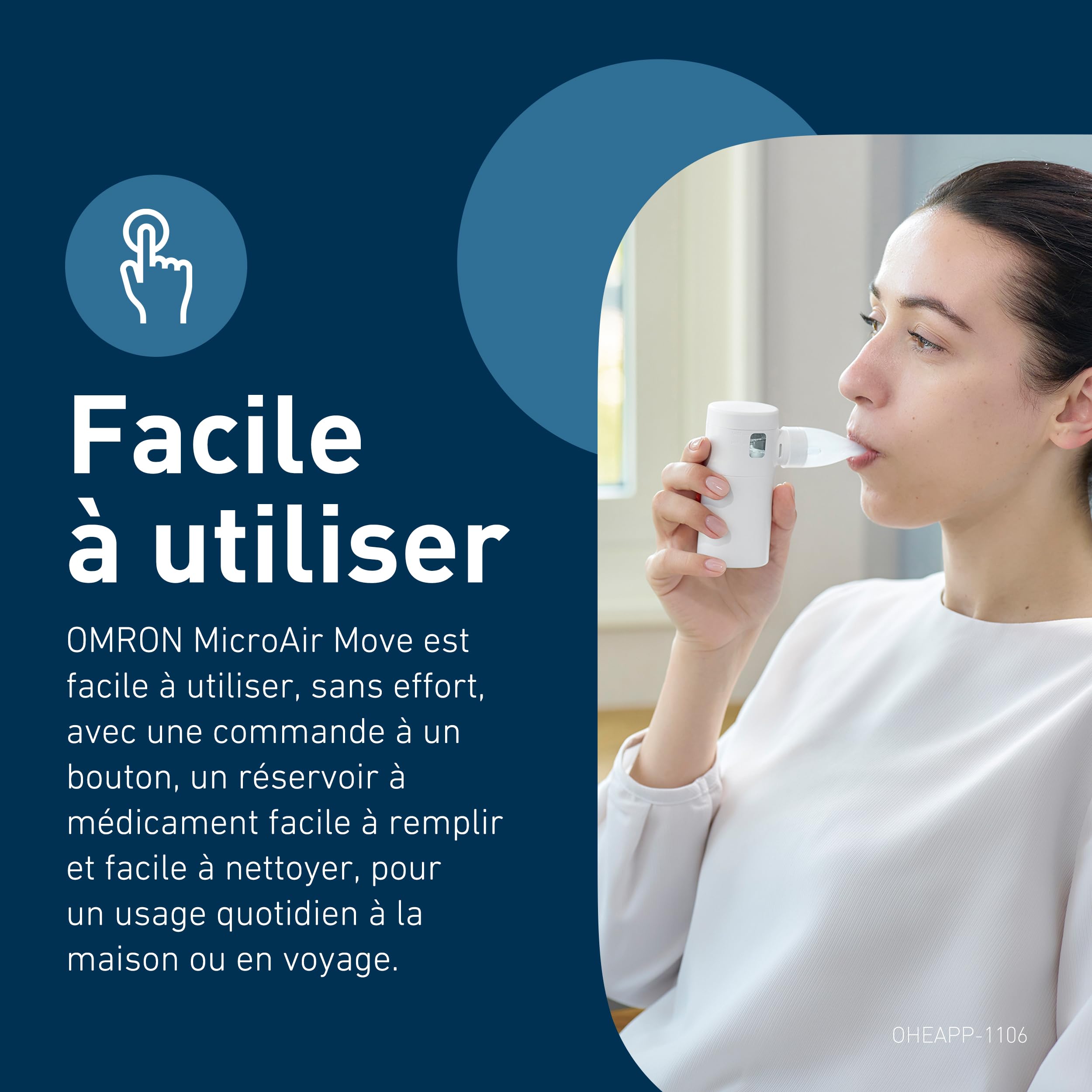 OMRON MicroAir Move Inhalateur Portable Silencieux | Nébulisateur Enfant et Adulte avec 2 Masques et Embout Buccal | Rechargeable USB-C | Soulagement Toux et Rhume