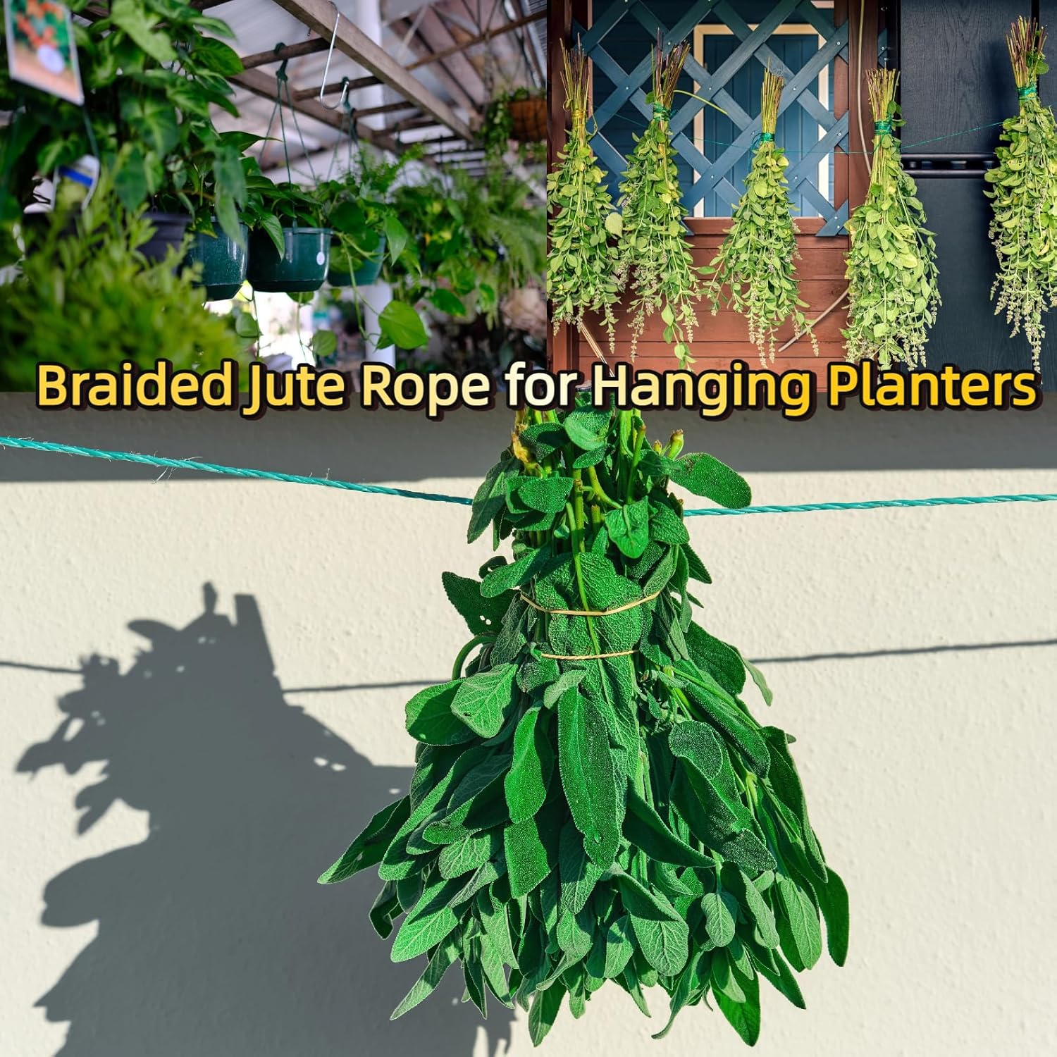 1312.336 Feet 2mm Green Jute Twine String - 3 Ply Natural Garden Twine for Plants, Crafts, Gift Wrapping, Packing - Heavy Duty Plant Ties for Tomatoes, Climbing Plants, DIY Projects, (4 Pack)