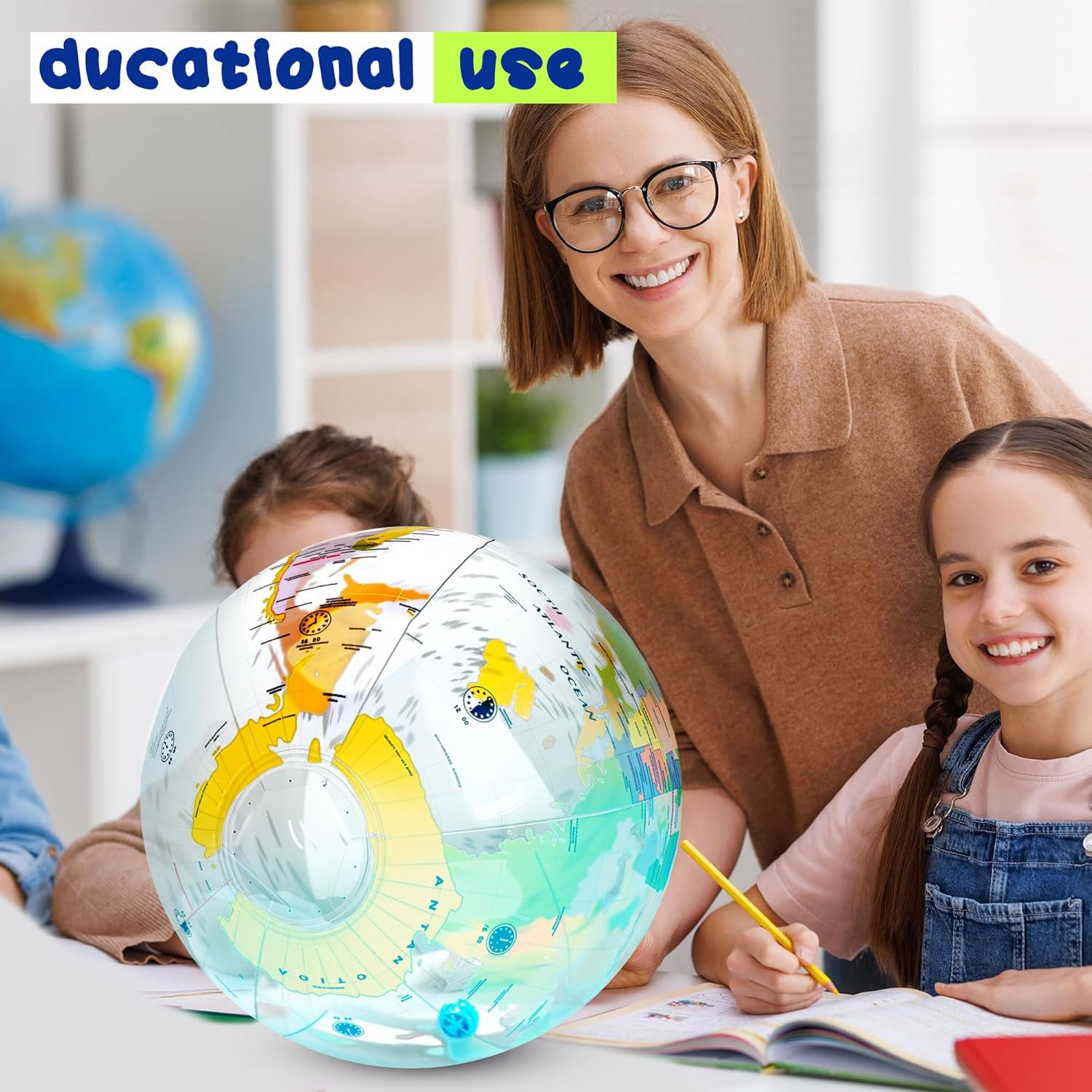 12 Pack 12 inches Inflatable Globe Blow up World Globe PVC Earth Beach Ball Globes for Party Bags Swimming Pool Game Geography Classroom Playing or Teaching Party Favors Decorations (Color Set 1)