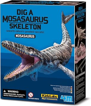 4M Dig a Mosasaurus Skeleton Kit for Kids Ages 8-12 11 Realistic Bones, STEM Fossil Excavation Set with Hammer, Chisel & Brush, Marine Reptile Digging Kit, Educational Paleontology Gift