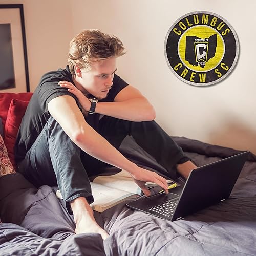 Miniatura 38 de Fan Creations Letrero redondo de madera de New York Red Bulls FC MLS, decoración de pared redonda de 12 pulgadas, muestra tu espíritu RBNY y decora