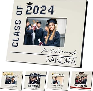 Graduation Gifts for Her, Him, Personalized Graduation Picture Frame, Class of 2025, Custom W/Name & Collage Name, 5 x7 & 4 x 6 Photo Frames, Graduation Gifts for Highschool, University Graduates - D4