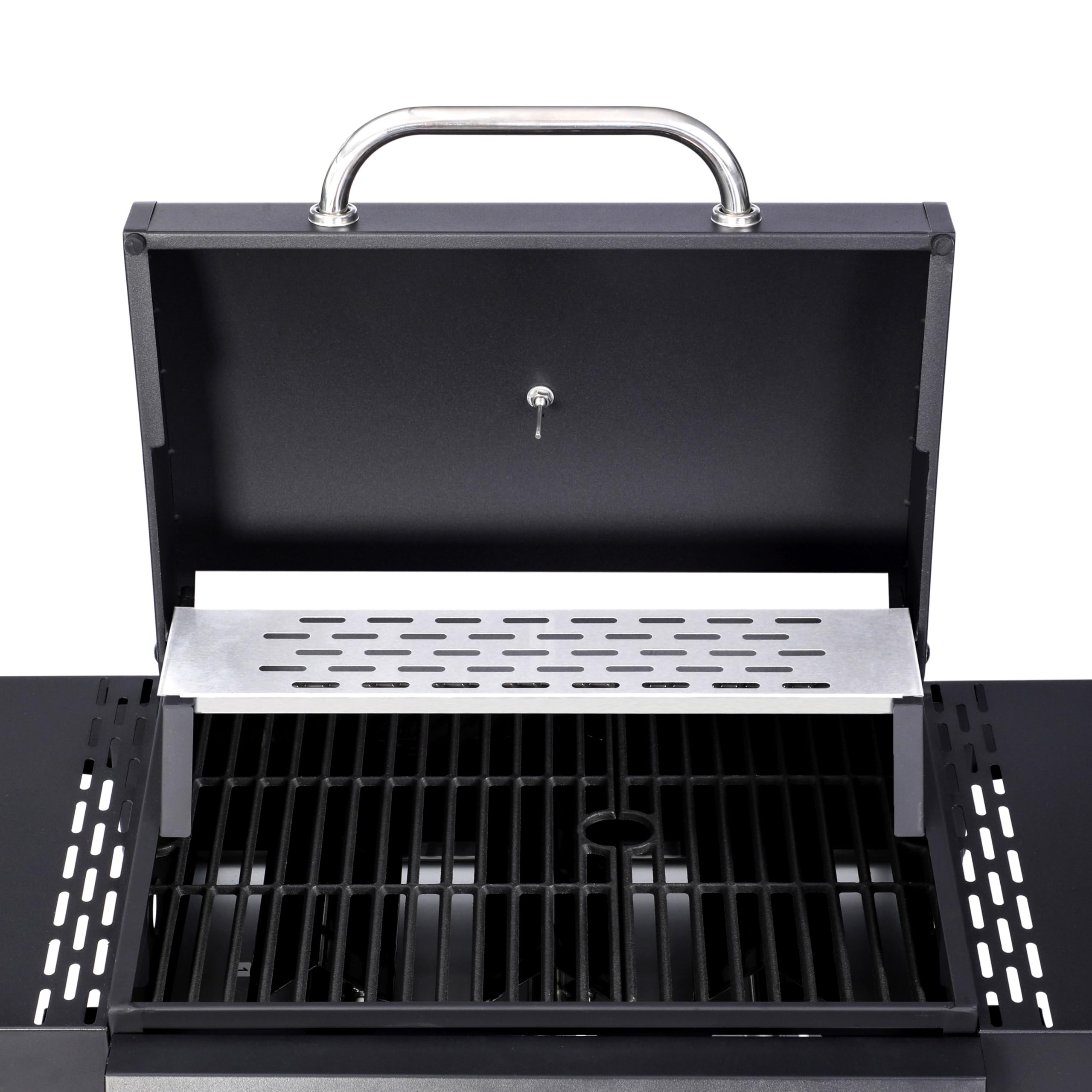 Grill gazowy "San Jose 3 palniki" firmy El Fuego®, w zestawie wąż gazowy i reduktor ciśnienia, ruszt do grillowania z żeliwa, z termometrem i dużymi półkami bocznymi, grill BBQ | AY0205