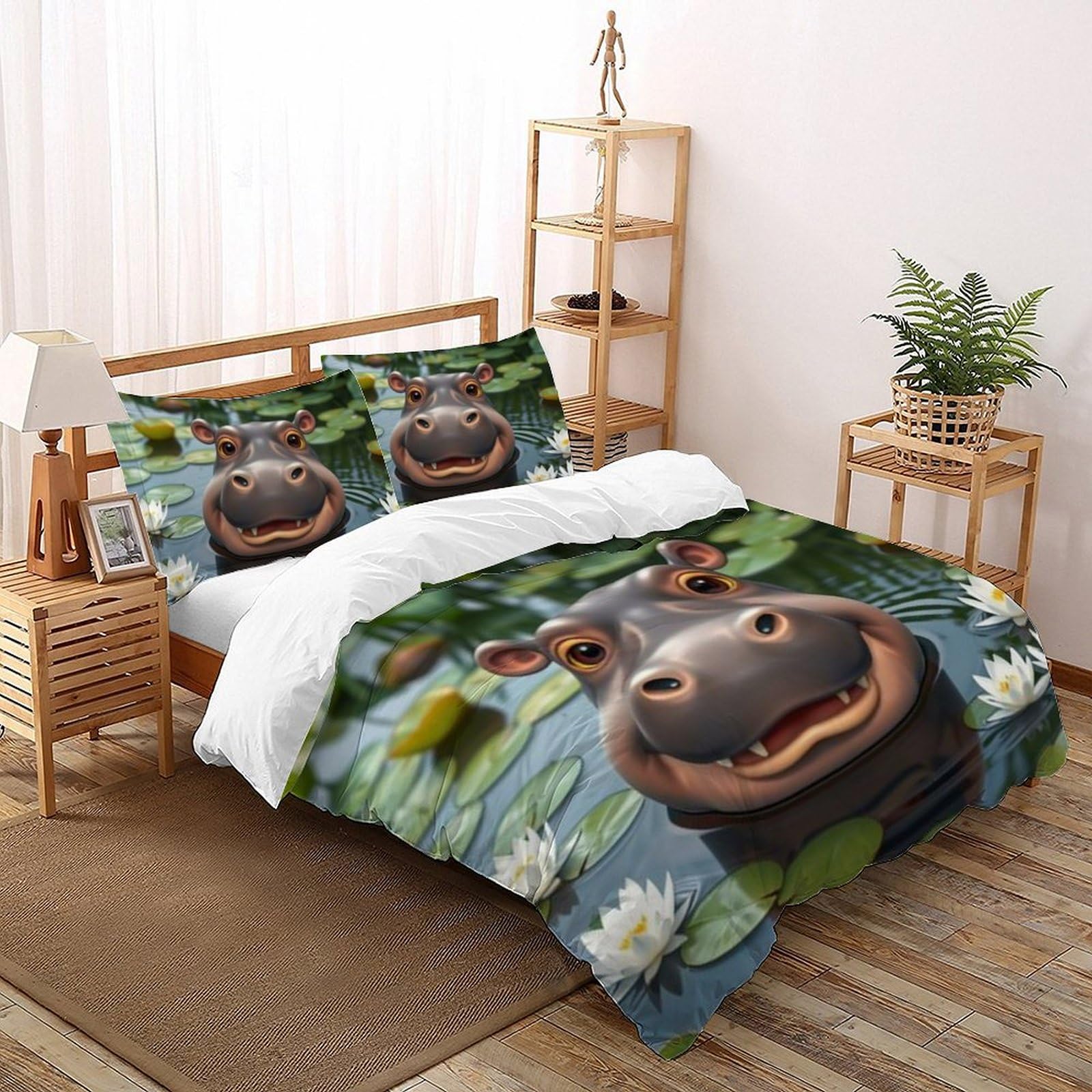 Housse de couette super king hippopotame pour illuminer la chambre de votre fille