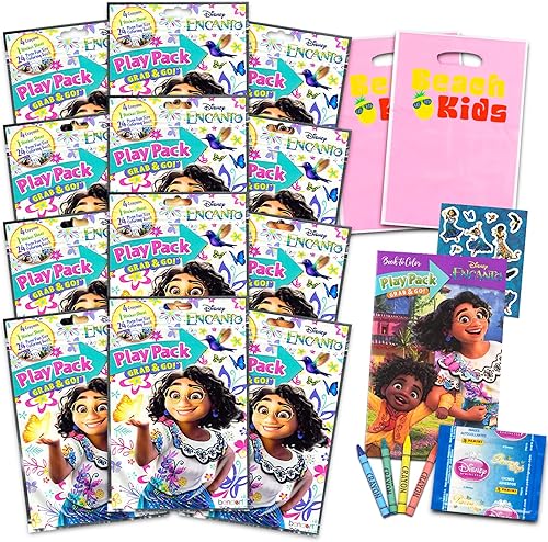 Disney Encanto - Paquete de recuerdos y suministros para fiestas de cumpleaños para niños, paquete con 12 paquetes de actividades Encanto para