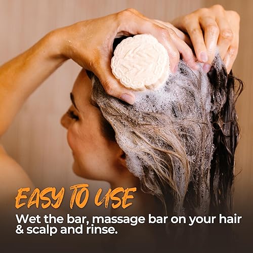 Miniatura 8 de VIORI Barra de champú de aceite esencial de cáscara cítrica - Hecho con agua de arroz para el crecimiento del cabello - Champú hecho a mano sin