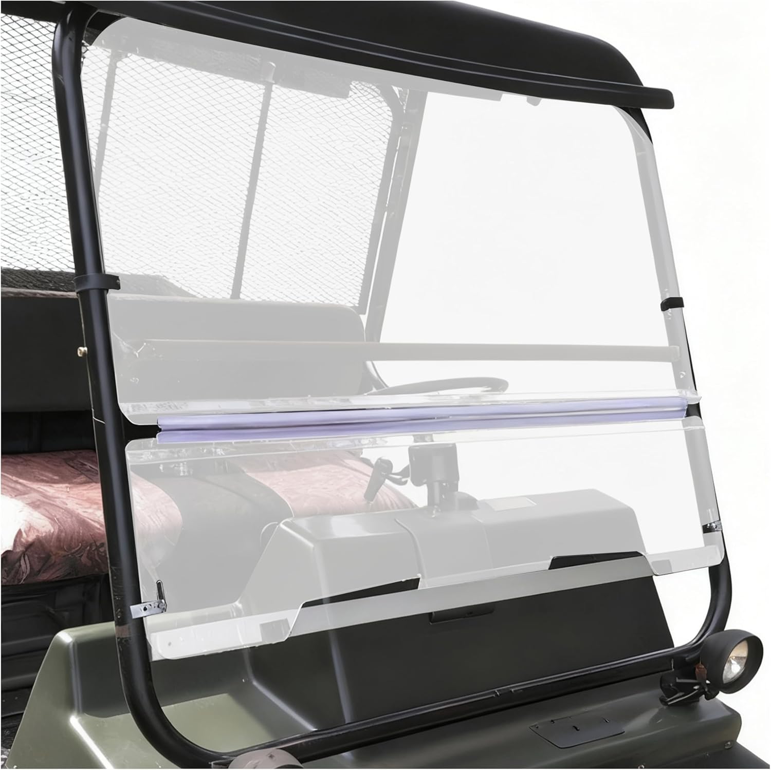 KUAFU Flip Windshield Compatible with 2001-2009 Kawasaki Mule 3010/ 2005-2013 Kawasaki Mule 3000 Front Folding Windscreen - Clear