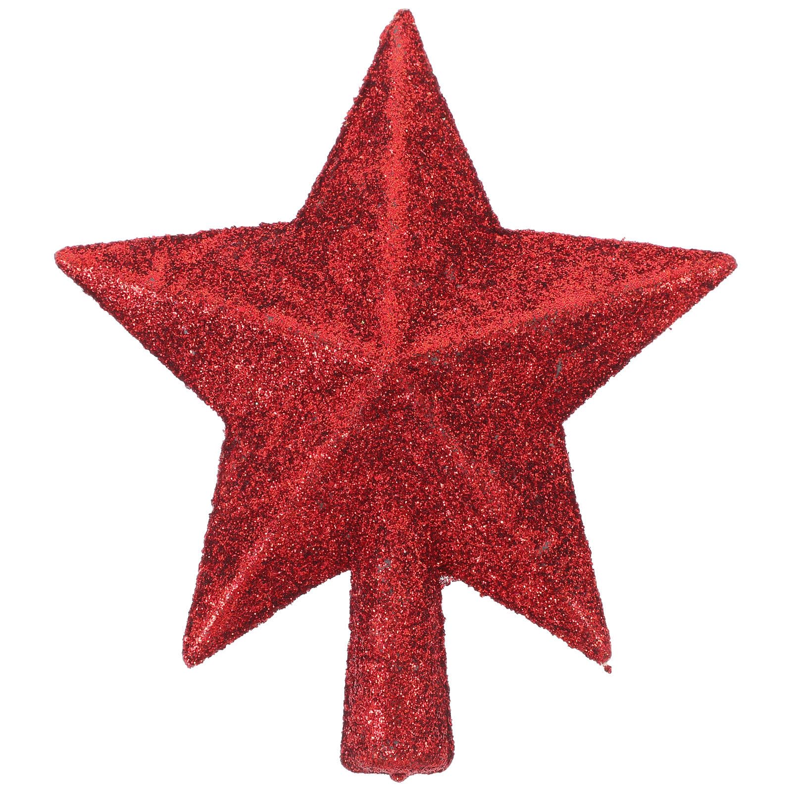 TENDYCOCO 4.5inch Christmas Tree Top Star Red Glittered Mini Star Tree Topper for Christmas Decor Christmas Tree Five-Pointed Star Christmas Decoration