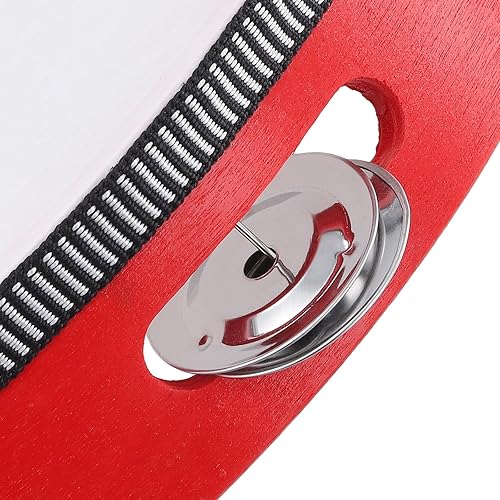Miniatura 8 de 4 panderetas de madera de 4, 6, 8, 10 pulgadas, juego de panderetas de instrumentos musicales, campanas de batería de mano, jingles de metal, Marrón