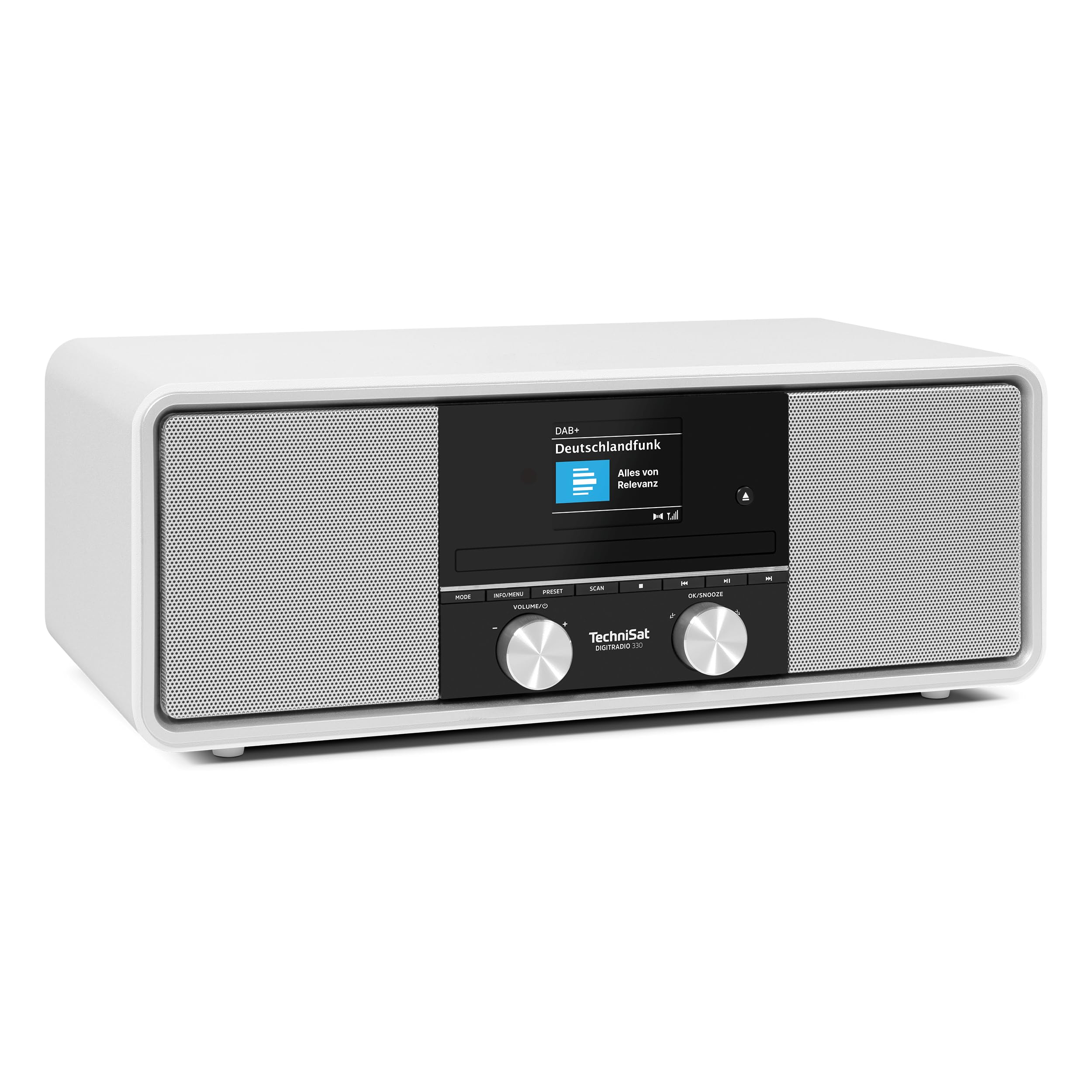 TechniSat DIGITRADIO 330 - DAB+ UKW Stereo Radio mit CD-Player (Bluetooth 5.3, USB MP3-Wiedergabe und Ladefunktion, 2,4 Zoll Farbdisplay, Radiowecker, Fernbedienung) Weiß