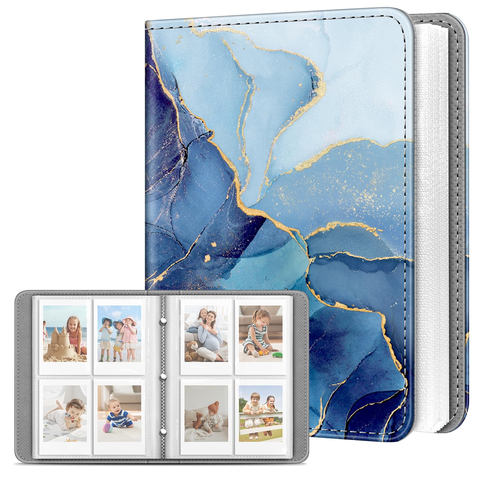 Fintie Mini album na zdjęcia 2 x 7 cali, mały album do Fujifilm Instax Mini 12/11/99/40/EVO/SE/7+/LiPlay, album fotograficzny Polaroid Pictures, Ocean Marble