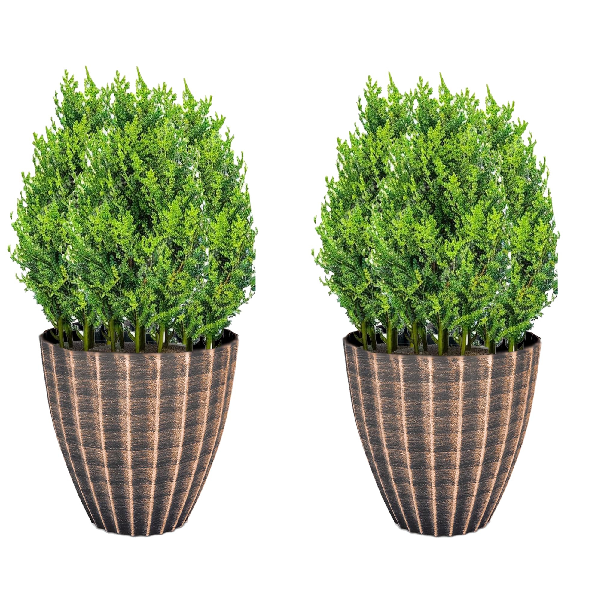 SG Traders Plant Pot, Plastic Garden Planters for Indoor Outdoor, Flower Plant Pots, Light Weight Large Planter Pot Container, Balcony Planters Stone Grey Tan Greywood Planter, 30cm 40cm (Pack of 2)