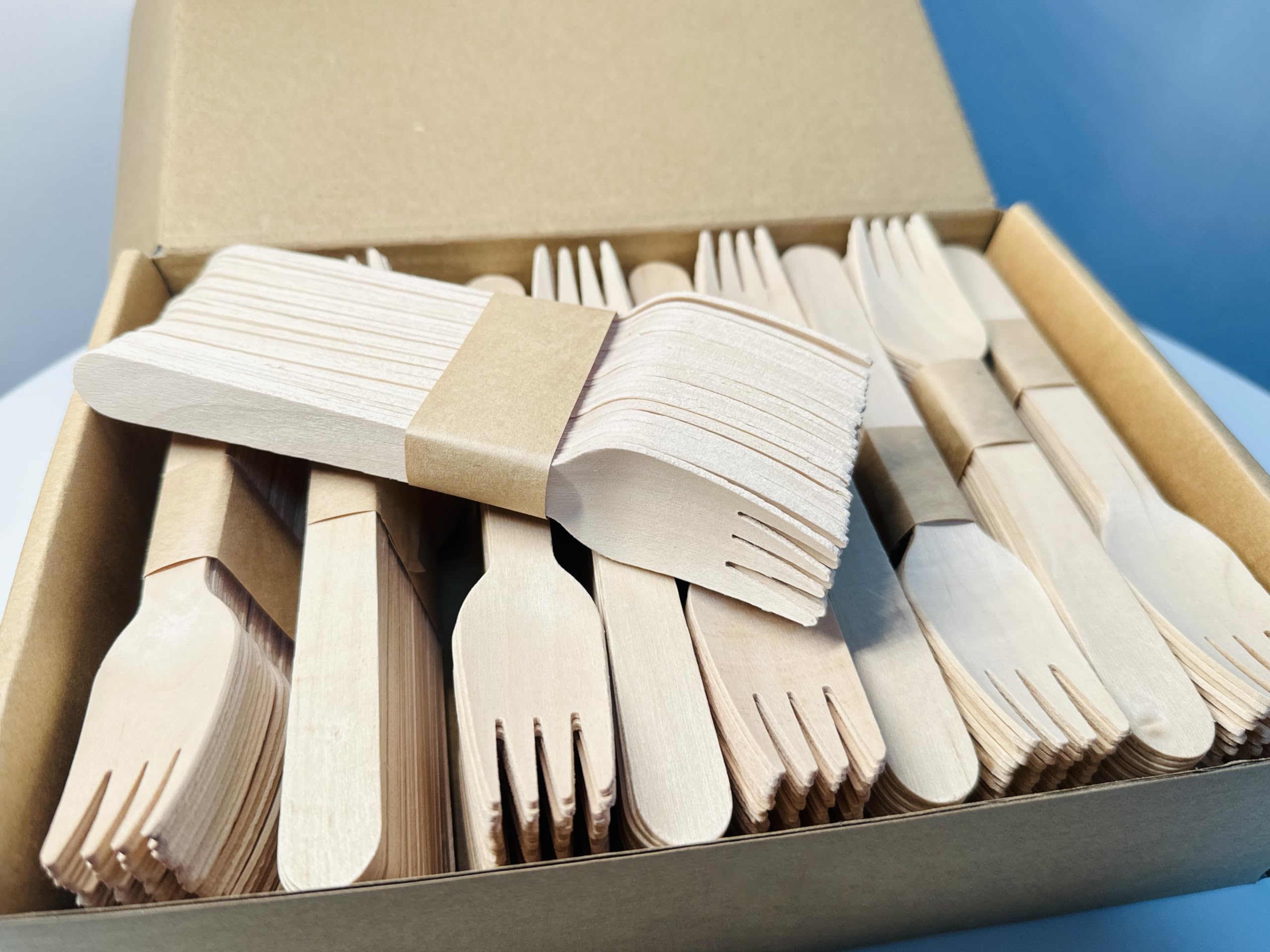 SunMoon Eco Friendly 300 Pack Wooden Forks Disposable, 16cm Long - Image 3