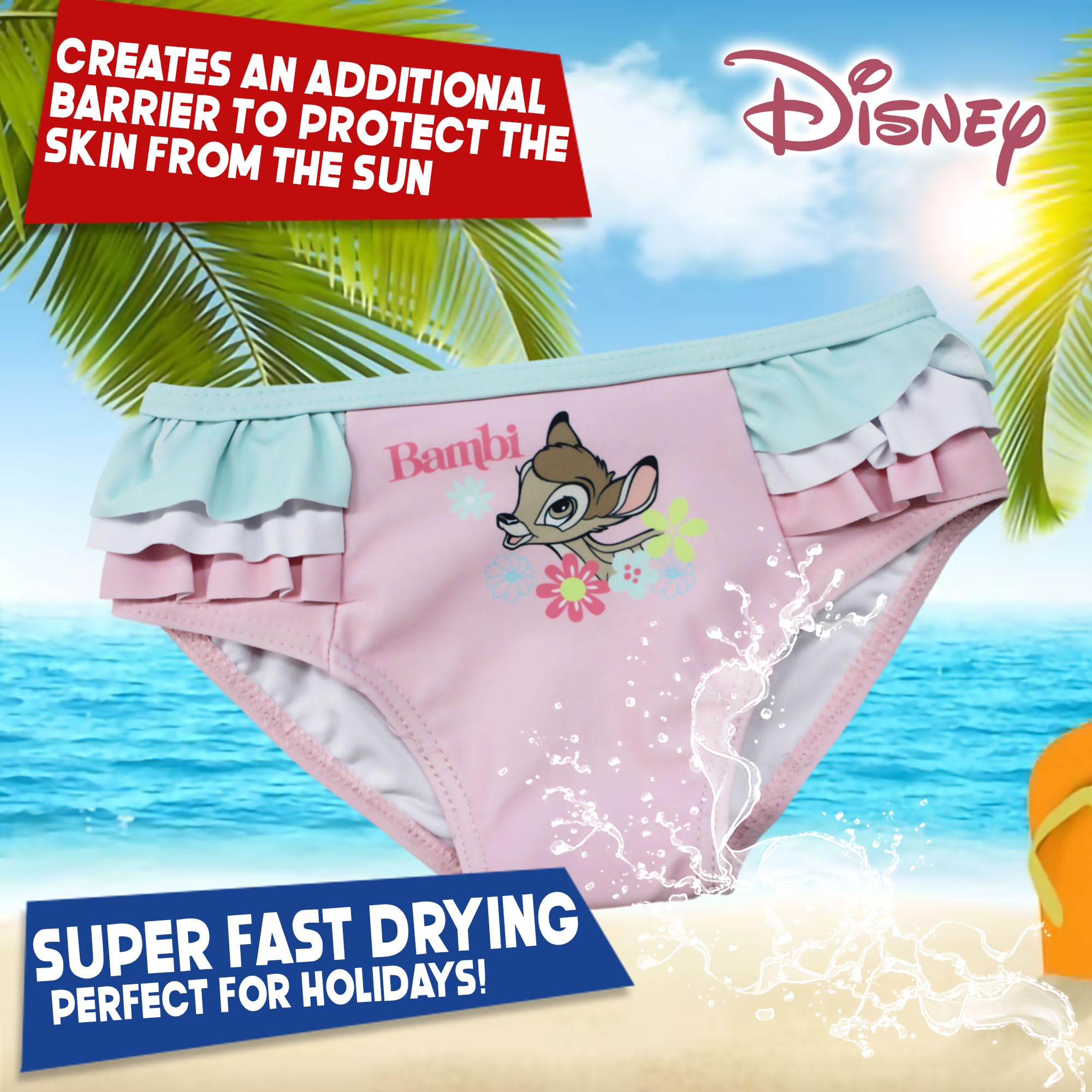 Disney Bambi 6654 - Bañador de playa para bebé niña, rosa claro, 18 Meses