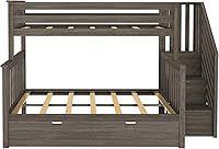 Vista 5 de Max & Lily Litera, marco de cama individual sobre matrimonial para niños con escaleras y nido, arcilla