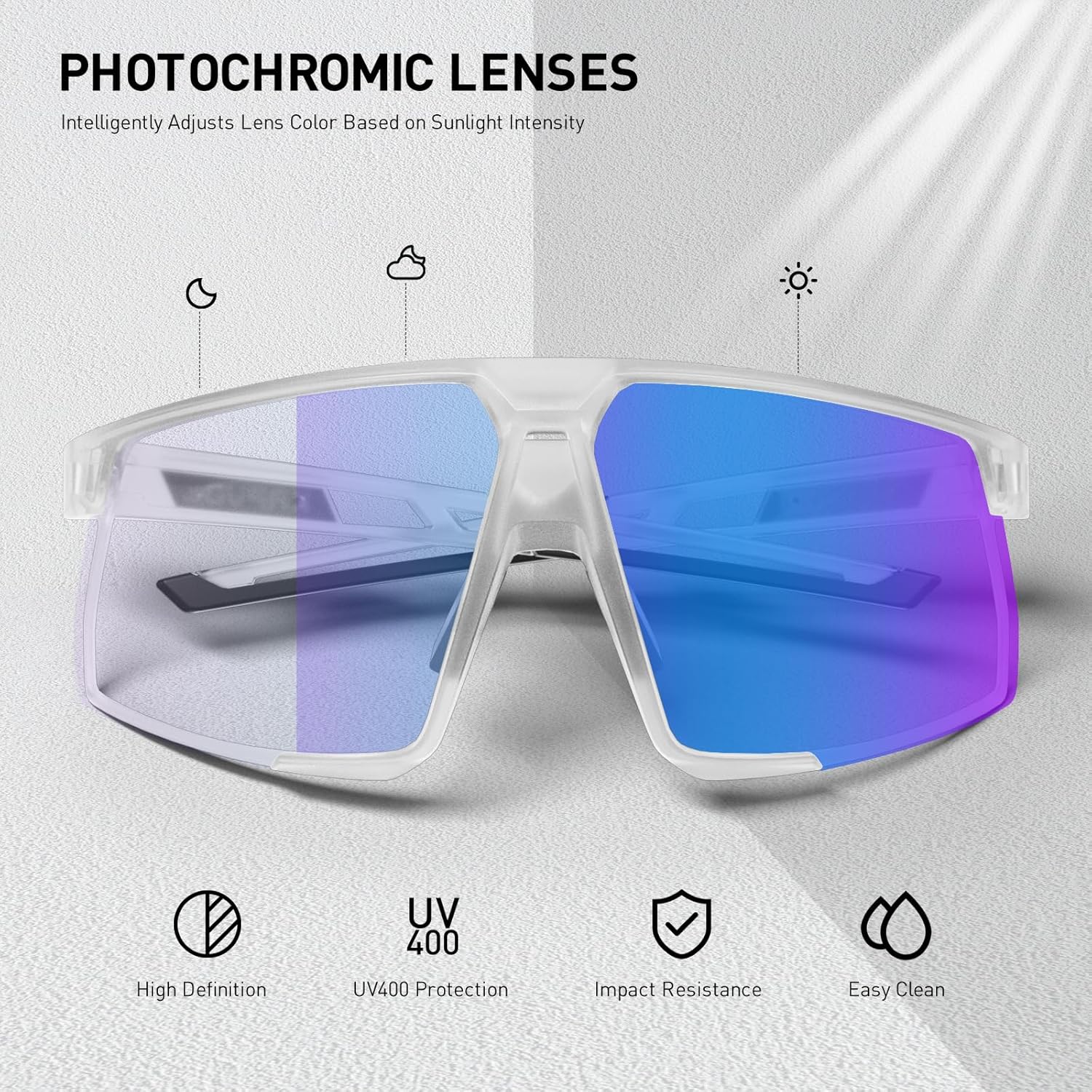 KAPVOE Photochromic Cycling Glasses Men Women Mountain Bike Sunglasses Clear MTB Sports Glasses Bicycle Triathlon Running - Image 3