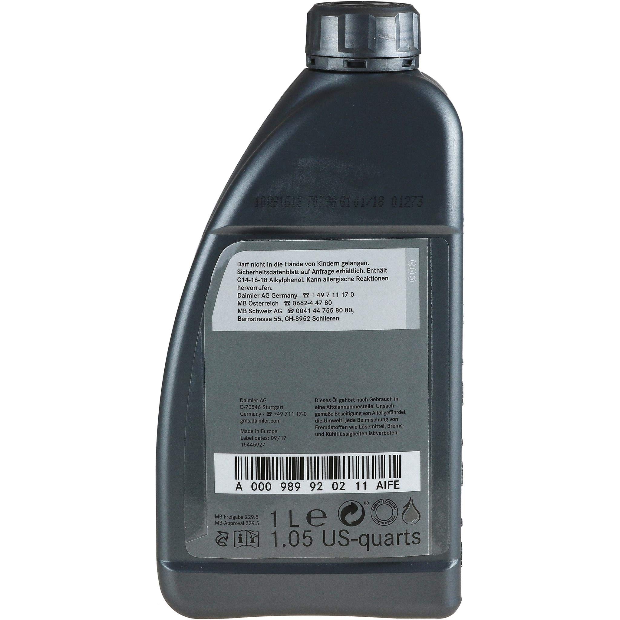 PKW Synthetic Original Motoröl 5W-40 MB (229.5) 4 Liter