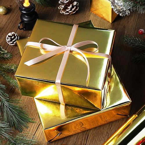 Miniatura 3 de LaRibbons Papel de regalo metálico, rollo de papel de color sólido de 17 pulgadas x 40 pies (56.6 pies cuadrados), rollos de papel de regalo para